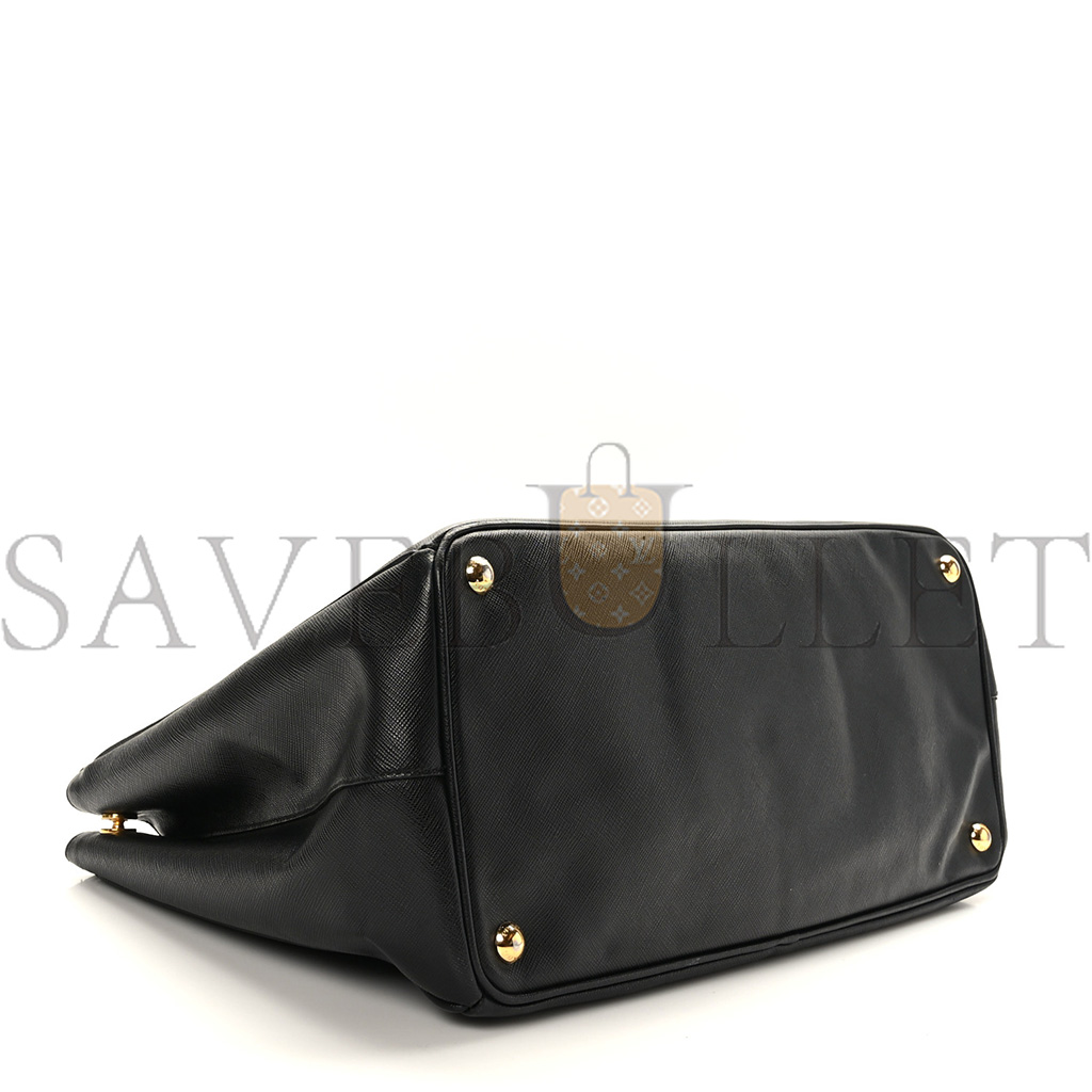 PRADA SAFFIANO LARGE GALLERIA DOUBLE ZIP TOTE BLACK 1BA274 (32*22.6*13.5cm)