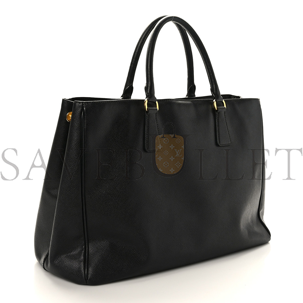PRADA SAFFIANO LARGE GALLERIA DOUBLE ZIP TOTE BLACK 1BA274 (32*22.6*13.5cm)