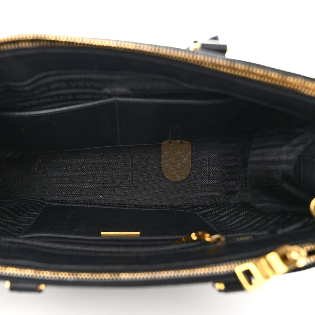 PRADA SAFFIANO MEDIUM GALLERIA DOUBLE ZIP TOTE BLACK 1BA863 (28*20*12cm)