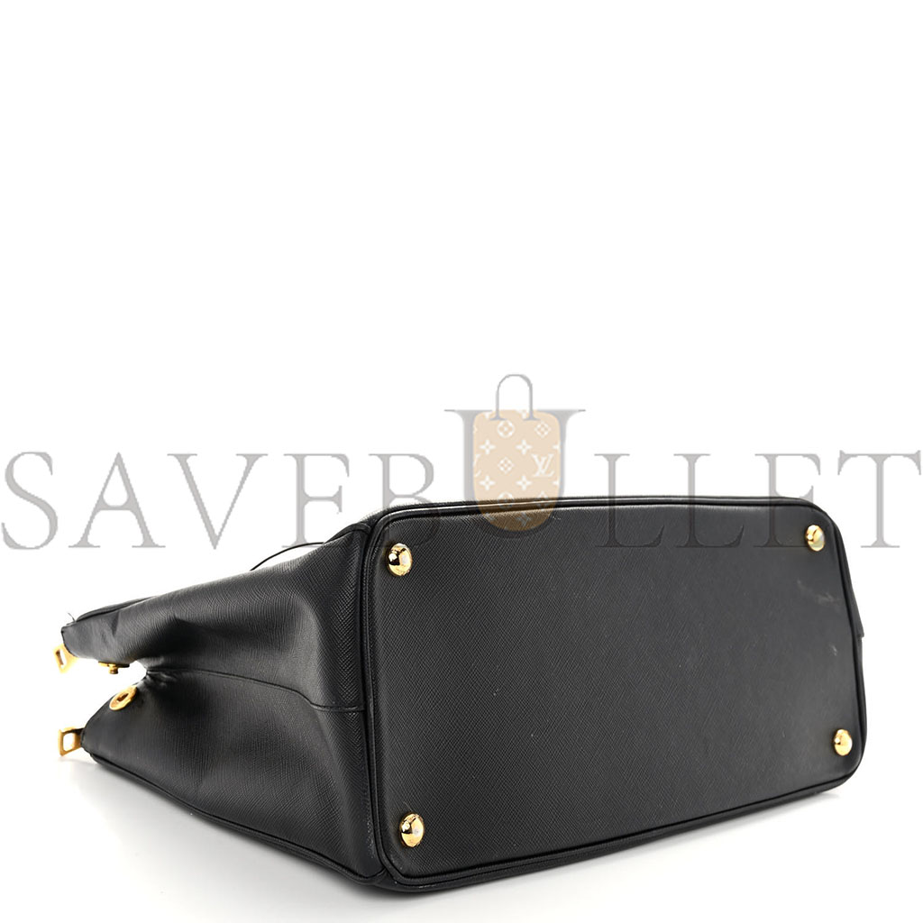PRADA SAFFIANO MEDIUM GALLERIA DOUBLE ZIP TOTE BLACK 1BA863 (28*20*12cm)