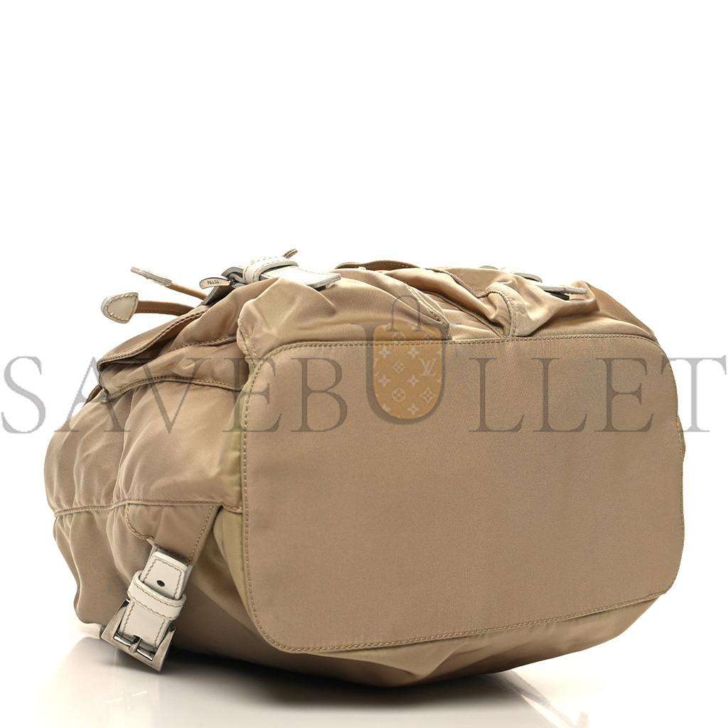 PRADA TESSUTO NYLON VELA SMALL BACKPACK CAMMELLO BLANCO 1BZ677 (28*23*12cm)