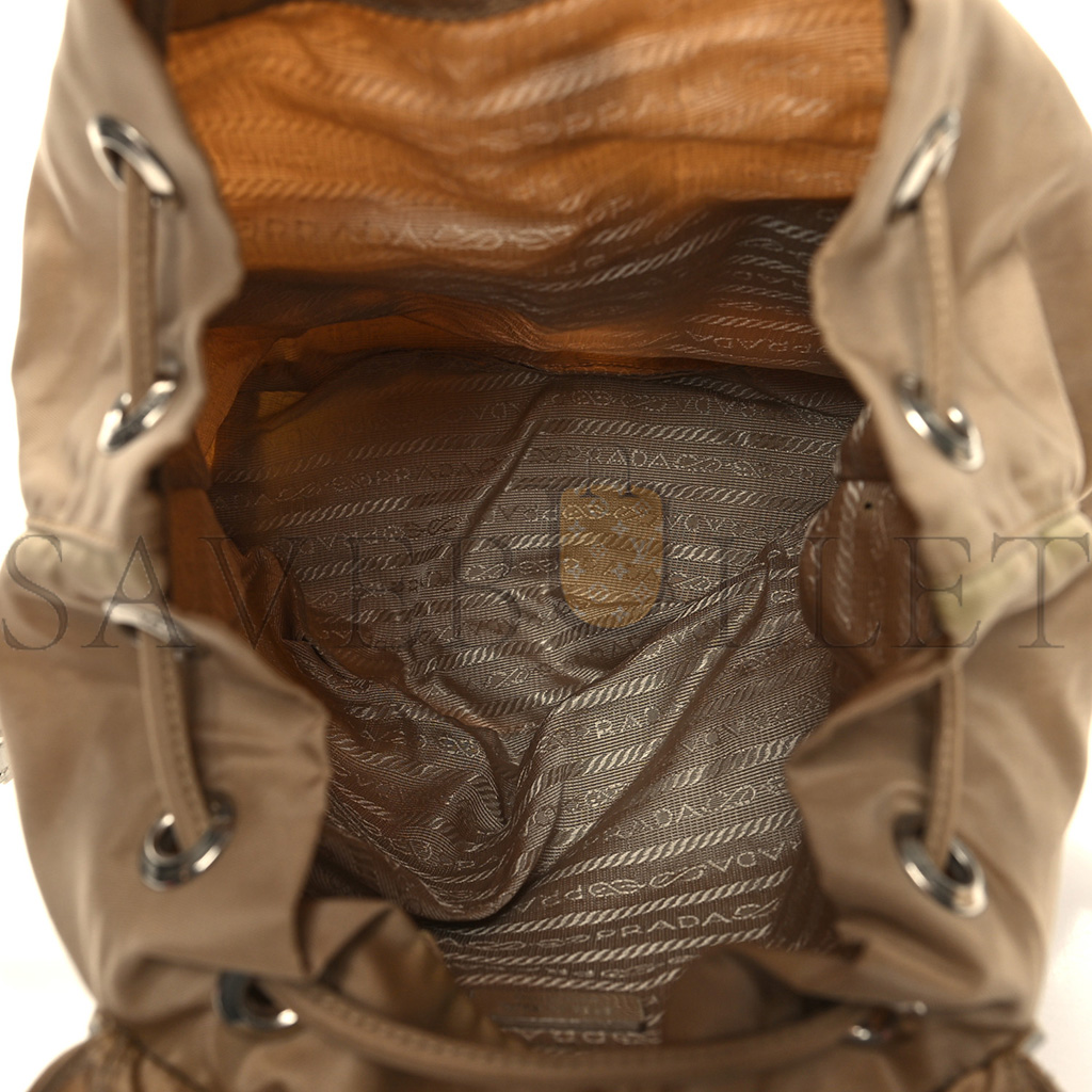 PRADA TESSUTO NYLON VELA SMALL BACKPACK CAMMELLO BLANCO 1BZ677 (28*23*12cm)