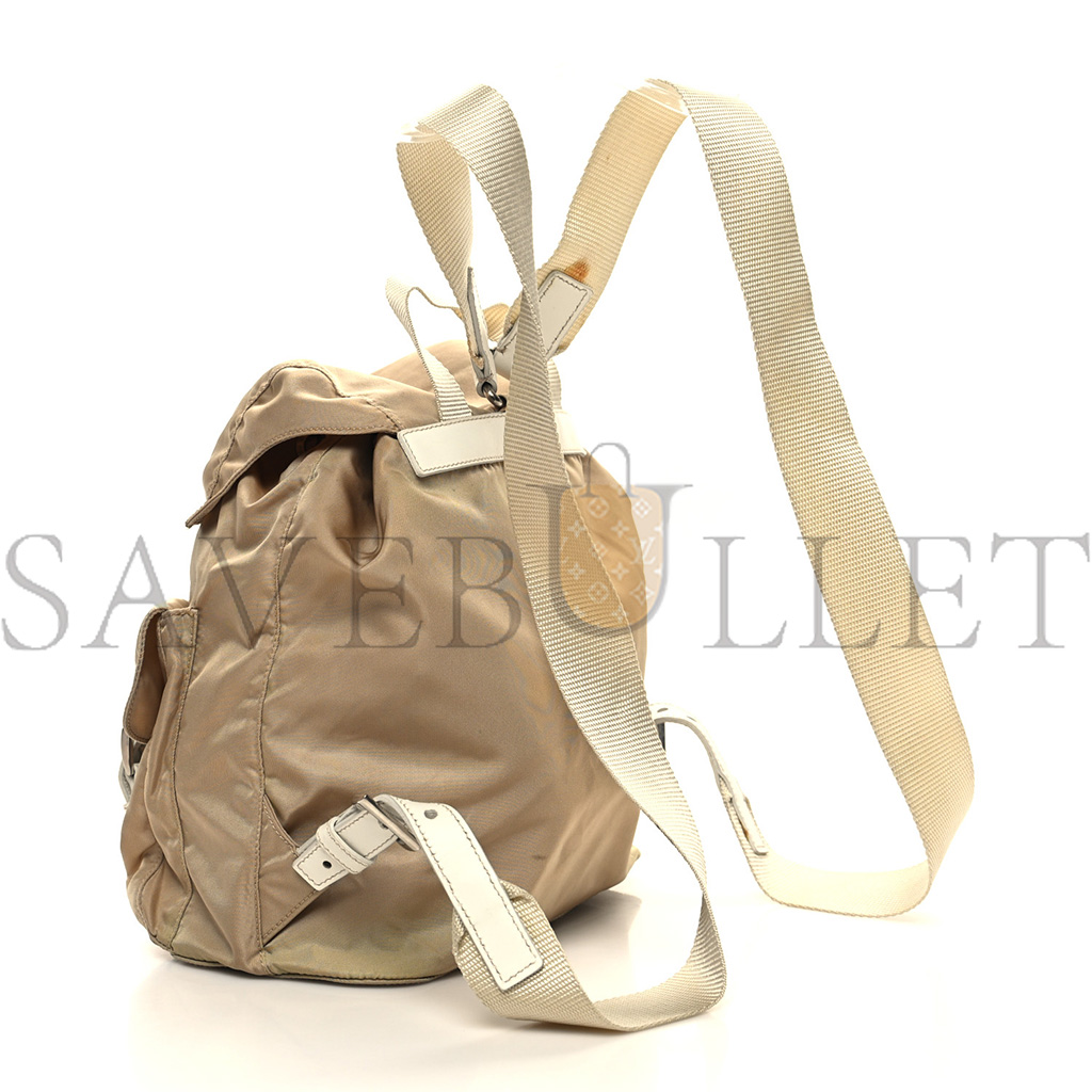 PRADA TESSUTO NYLON VELA SMALL BACKPACK CAMMELLO BLANCO 1BZ677 (28*23*12cm)