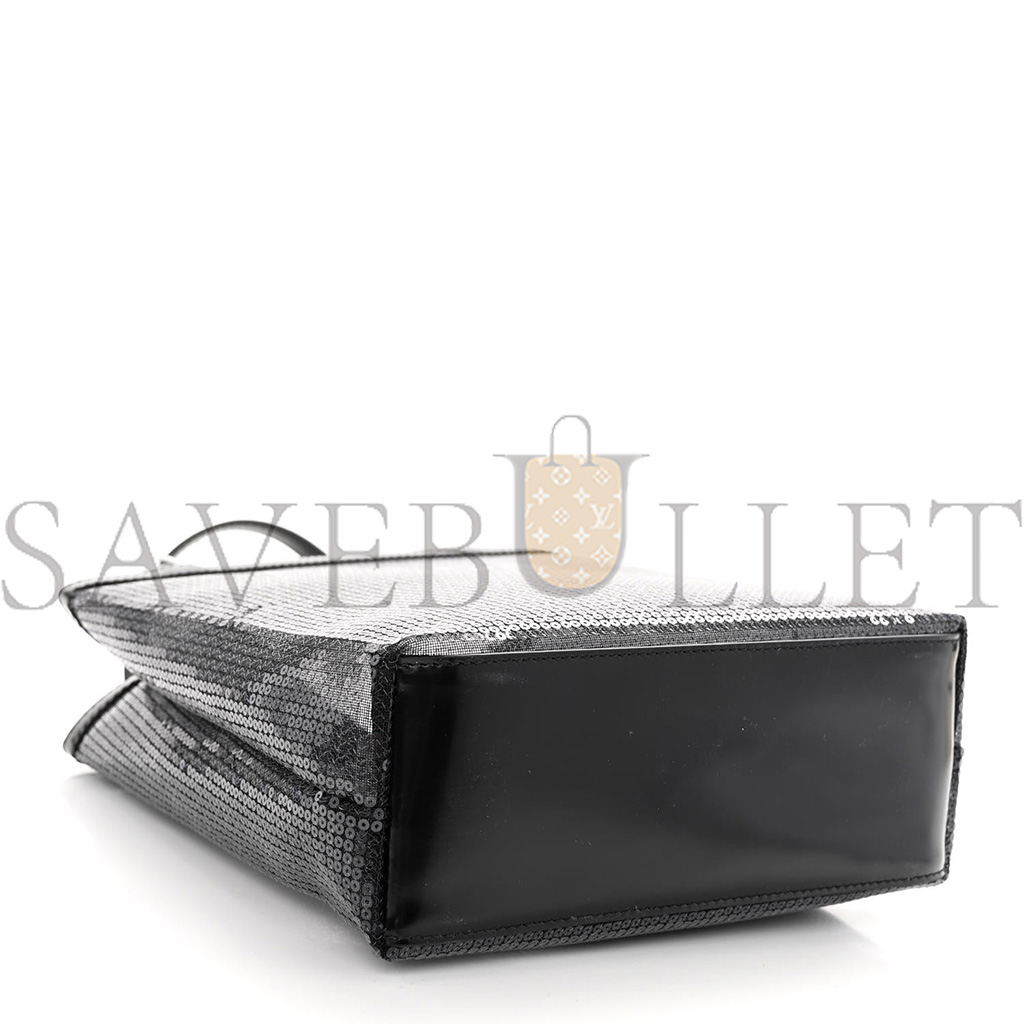 PRADA SEQUIN MESH SMALL TOTE BAG BLACK 1BG417 (22*20*8cm)