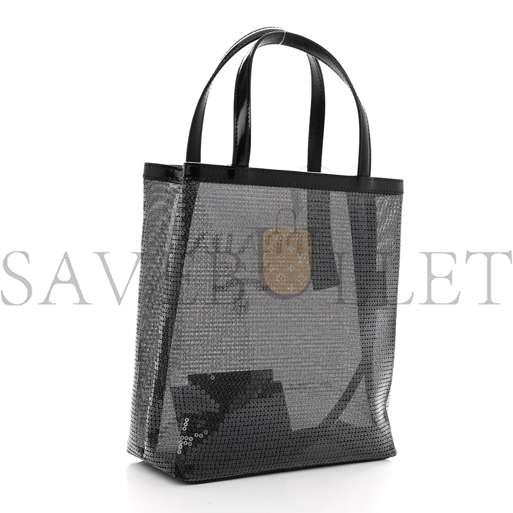 PRADA SEQUIN MESH SMALL TOTE BAG BLACK 1BG417 (22*20*8cm)