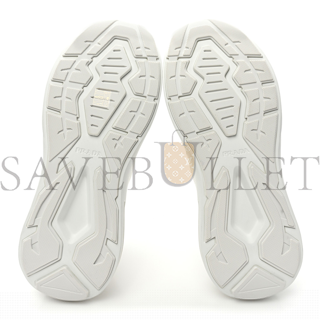 PRADA SPAZZOLATO ROIS BIKE FABRIC MENS SNEAKERS 10 WHITE