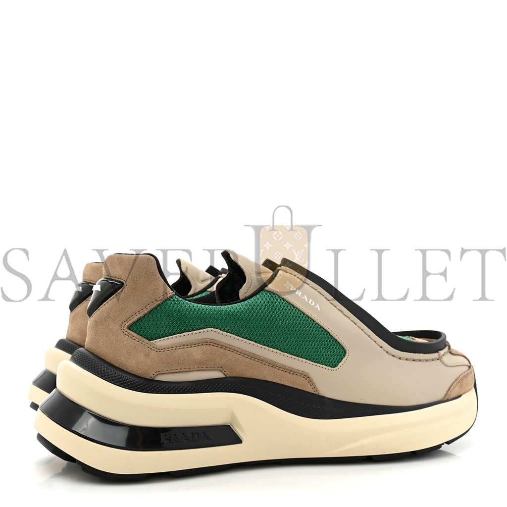 PRADA SPAZZOLATO ROIS BIKE FABRIC MENS SNEAKERS 11 QUARZO MANGO
