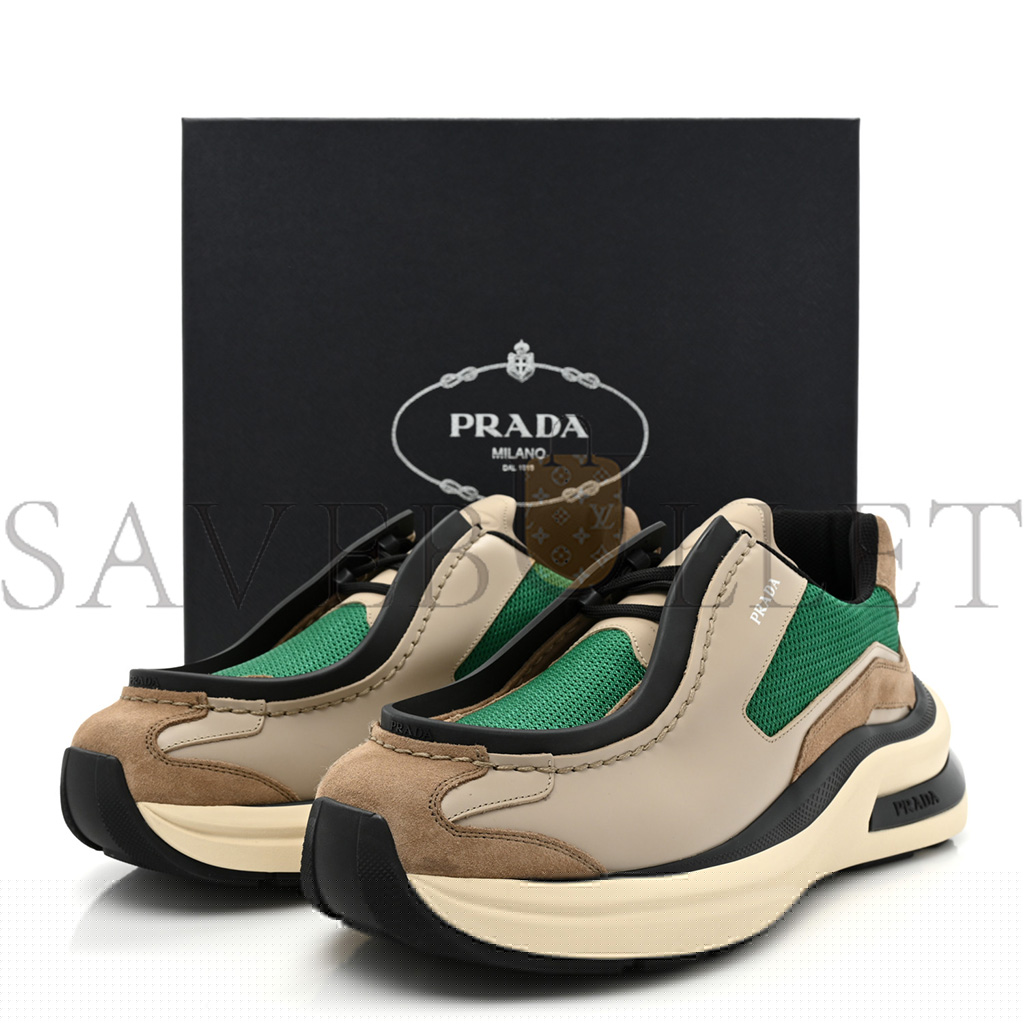 PRADA SPAZZOLATO ROIS BIKE FABRIC MENS SNEAKERS 11 QUARZO MANGO