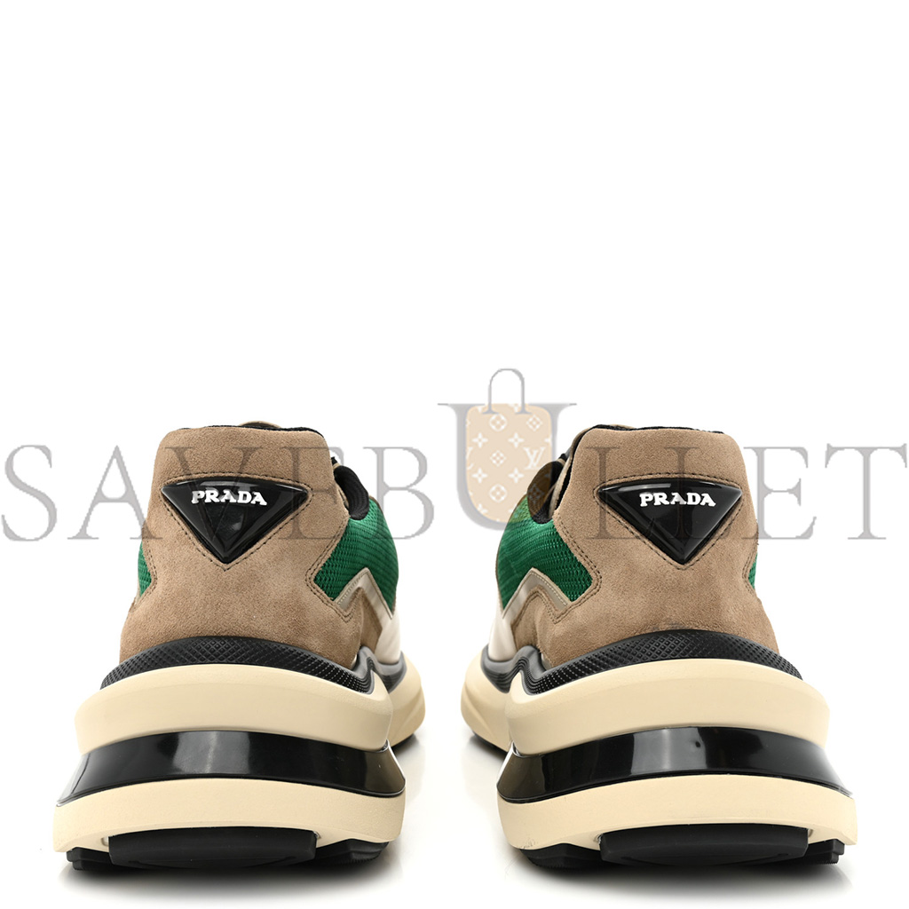 PRADA SPAZZOLATO ROIS BIKE FABRIC MENS SNEAKERS 11 QUARZO MANGO