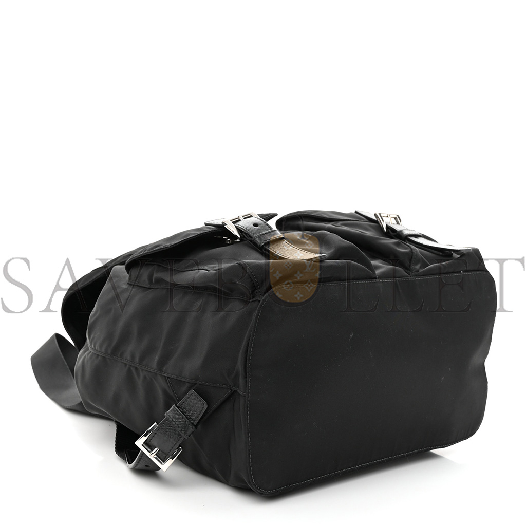 PRADA TESSUTO NYLON SAFFIANO SMALL BACKPACK BLACK 1BZ677 (28*23*12cm)