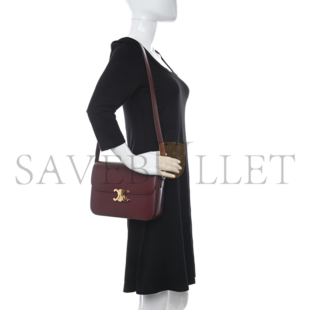 CELINE SHINY CALFSKIN MEDIUM TRIOMPHE LIGHT BURGUNDY (23*15*5cm)