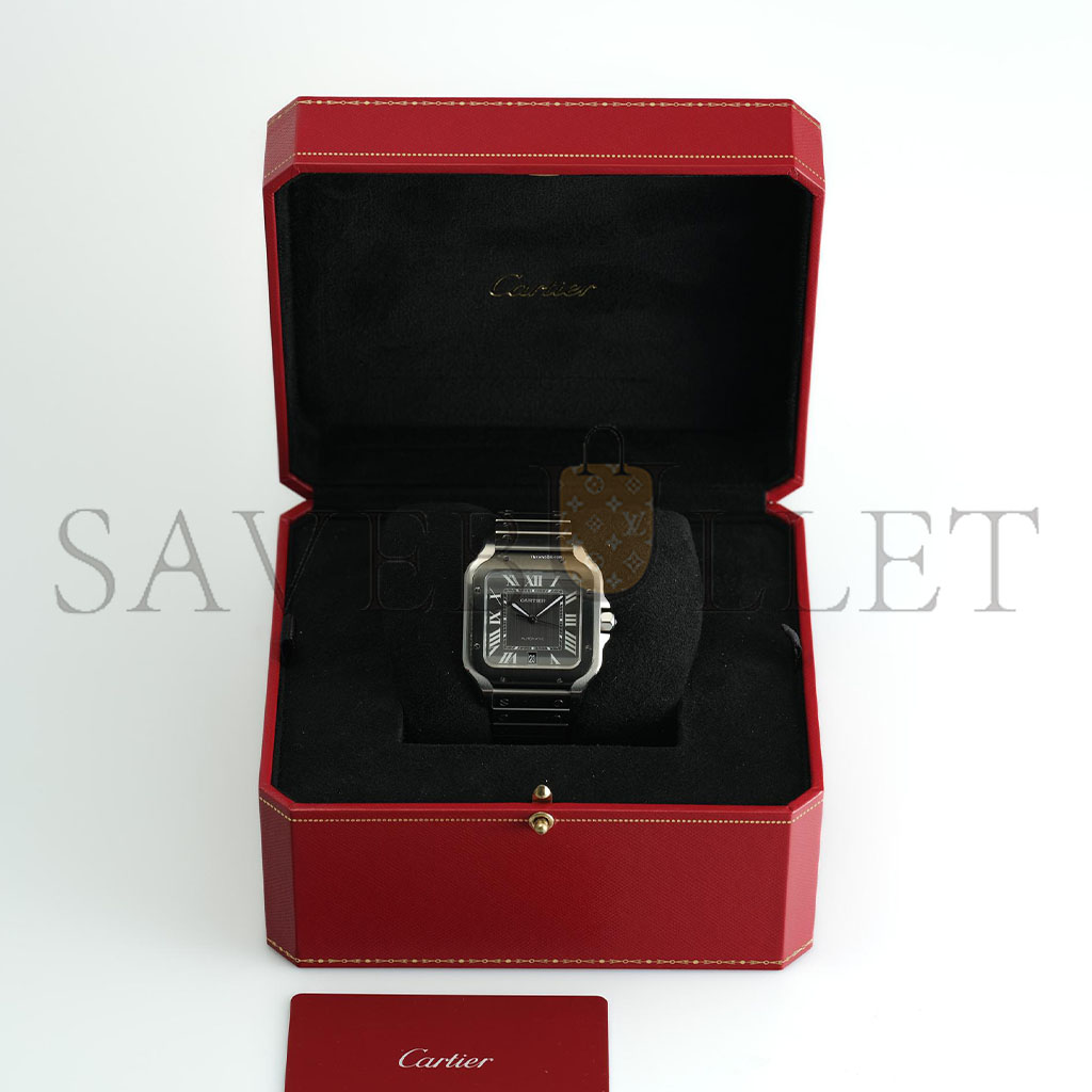 CARTIER SANTOS LARGE STAINLESS STEEL AUTOMATIC 48MM WATCH WSSA0037