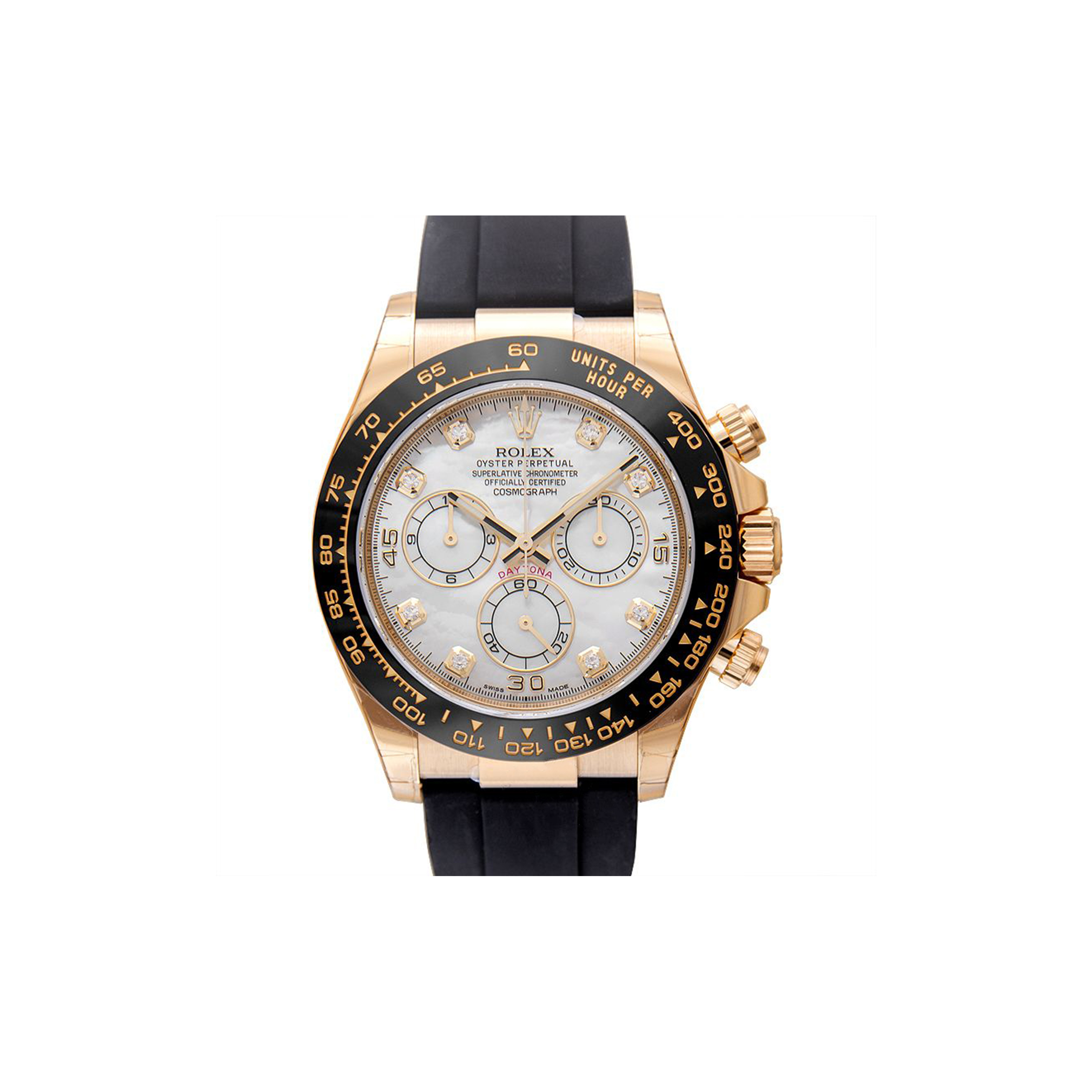 ROLEX DAYTONA 18CT YELLOW GOLD MOTHER OF PEARL DIAL DIAMONDS 40MM WATCH 116518LN
