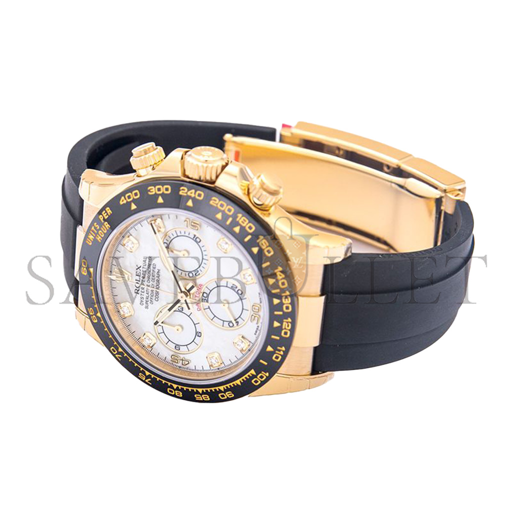 ROLEX DAYTONA 18CT YELLOW GOLD MOTHER OF PEARL DIAL DIAMONDS 40MM WATCH 116518LN