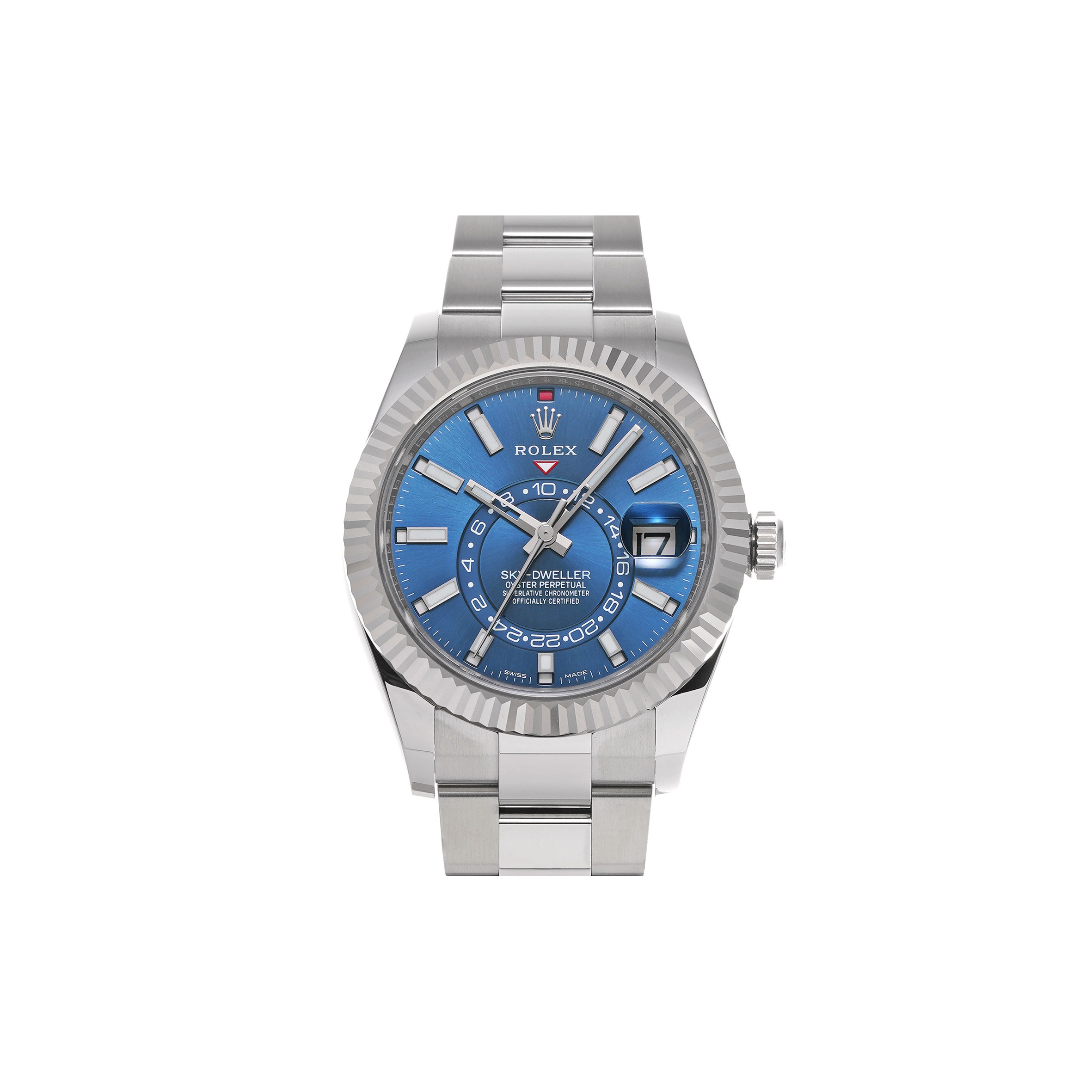 ROLEX SKY-DWELLER SERIES BRIGHT BLUE DIAL 42MM WATCH 326934