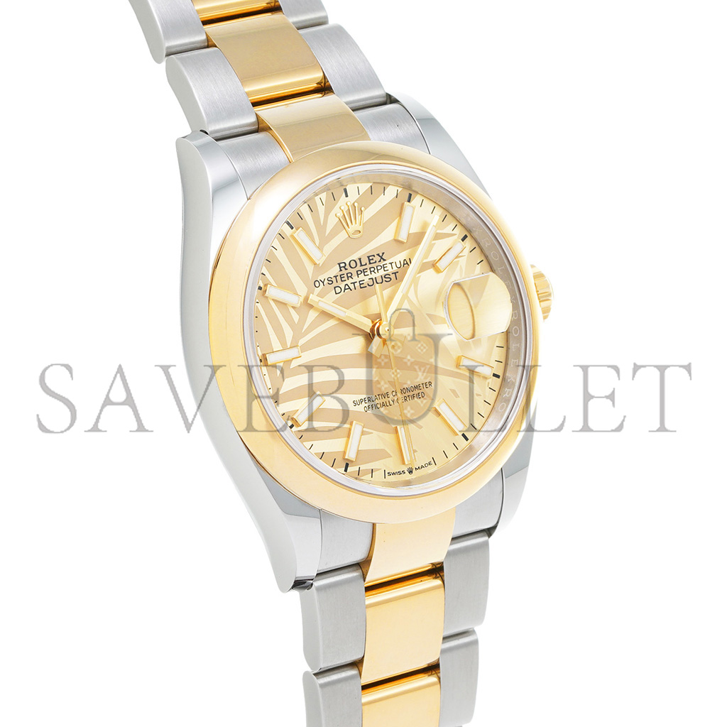 ROLEX DATEJUST GOLDEN PALM PATTERN 36MM WATCH 126203