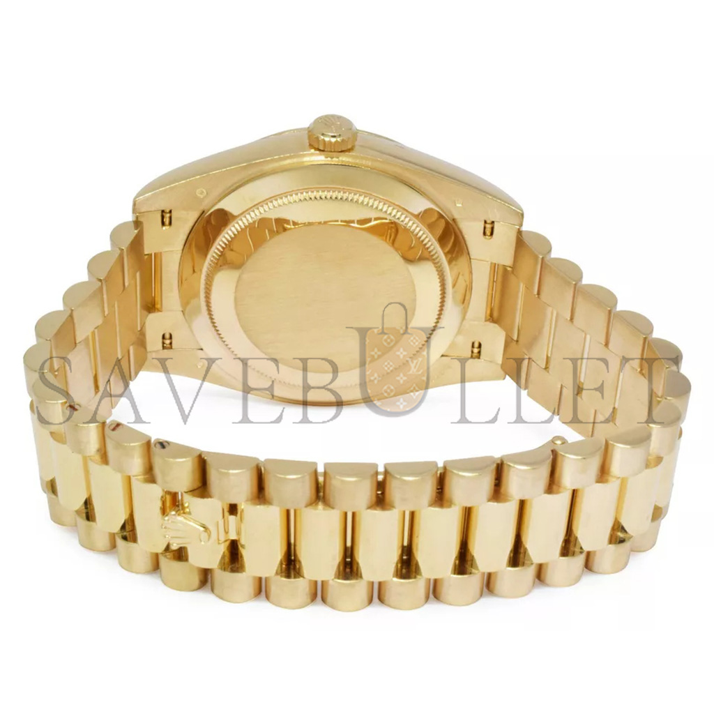 ROLEX DAY-DATE GOLD RING BLACK FACE 40MM WATCH 228238-0007