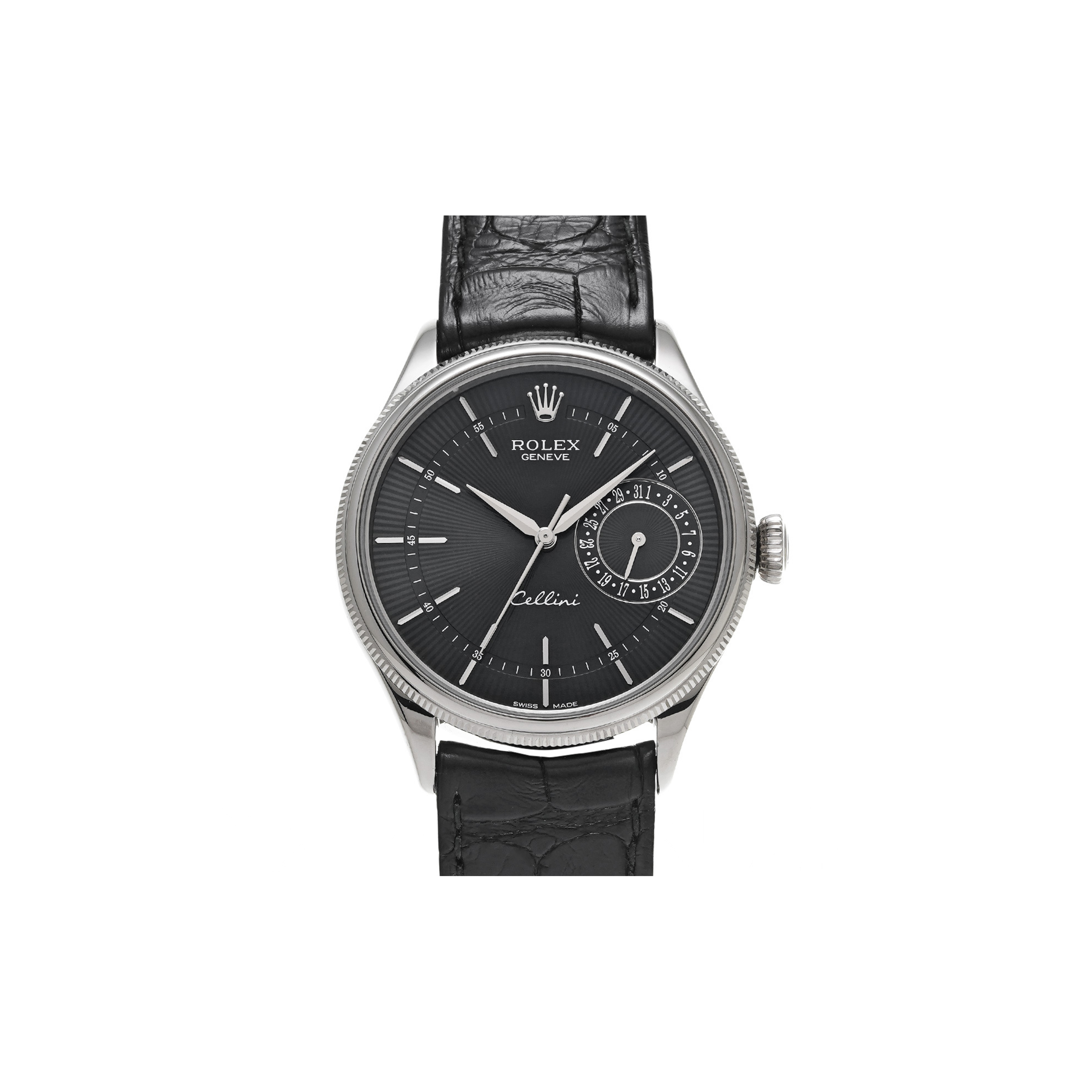 ROLEX CELLINI DAYTO BLACK 39MM WATCH 50519