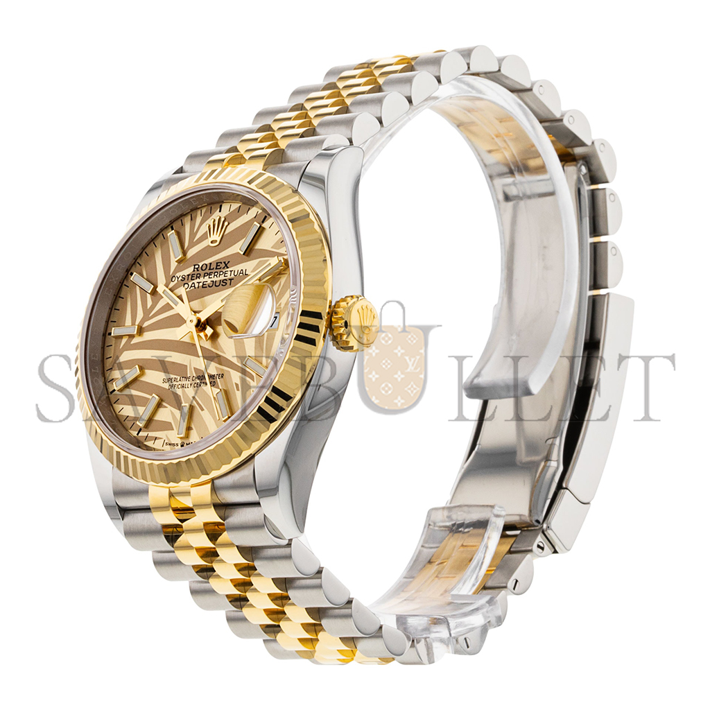 ROLEX DATEJUST GOLDEN PALM 36MM WATCH 126233