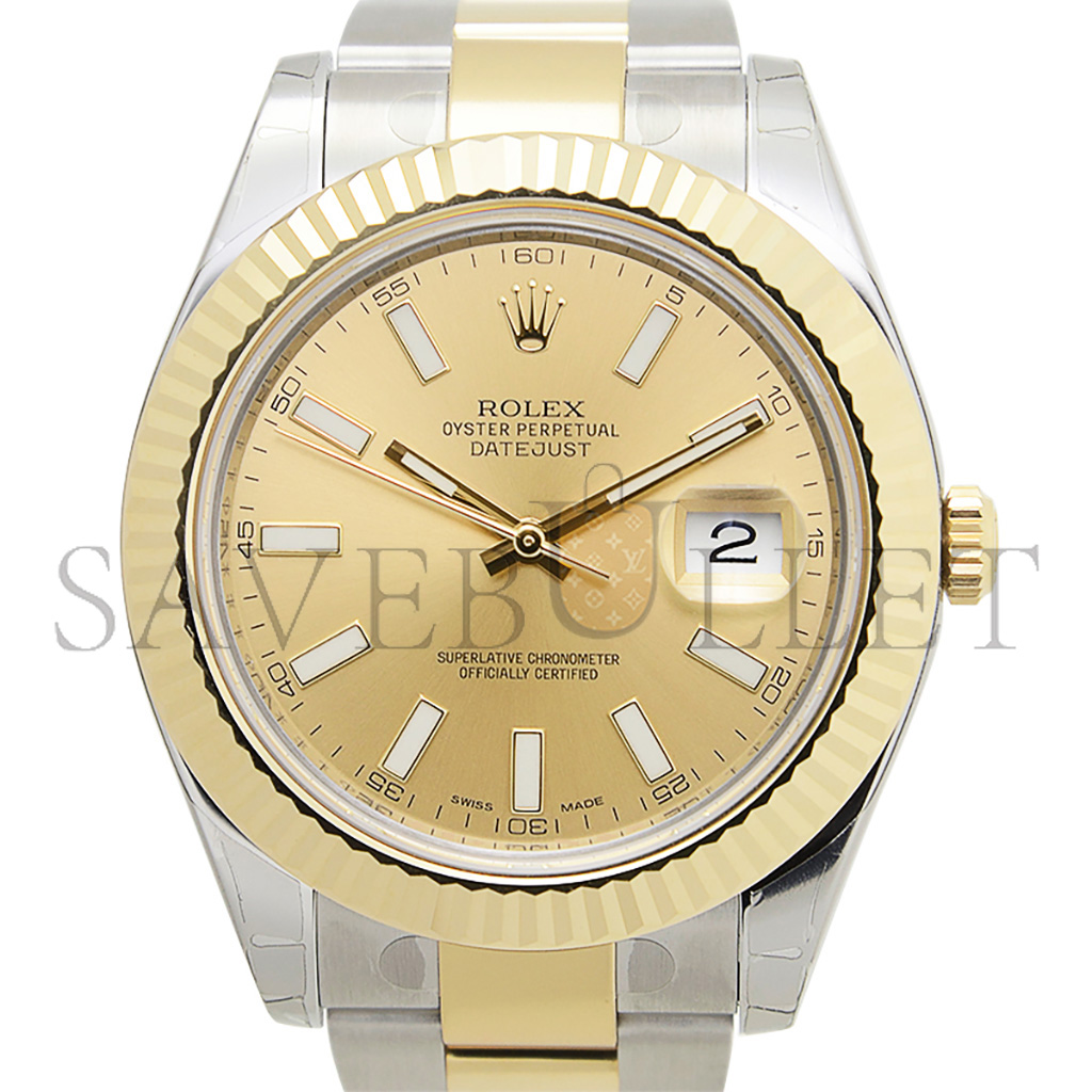 ROLEX DATEJUST CHAMPAGNE DIAL 41MM WATCH 116333