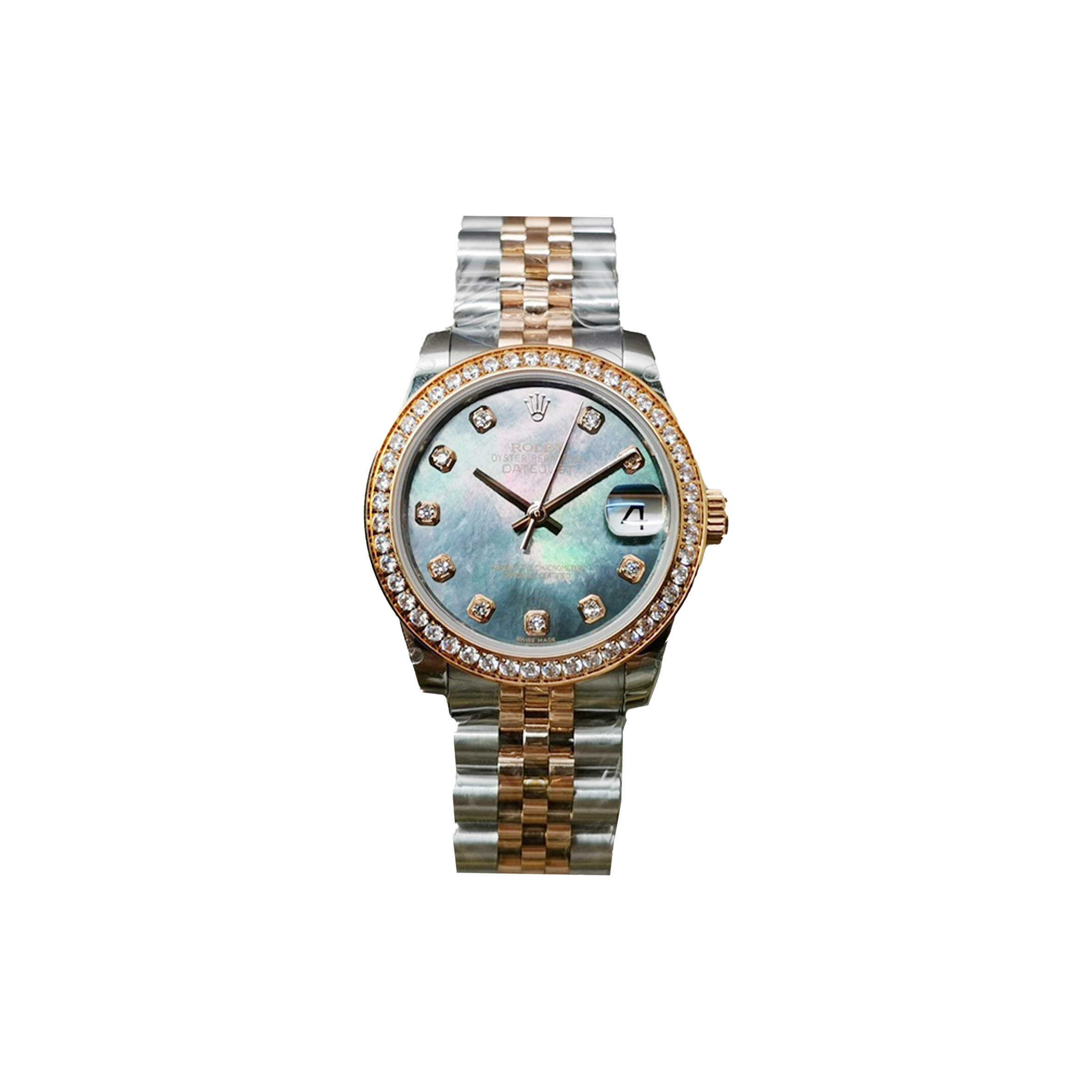 ROLEX DATEJUST BLACK MOTHER-OF-PEARL DIAL WATCH 31MM WATCH 116243