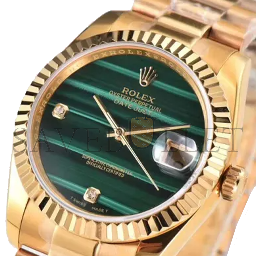 ROLEX DATEJUST MALACHITE DIAL MECHANICAL 36MM WATCH 18238