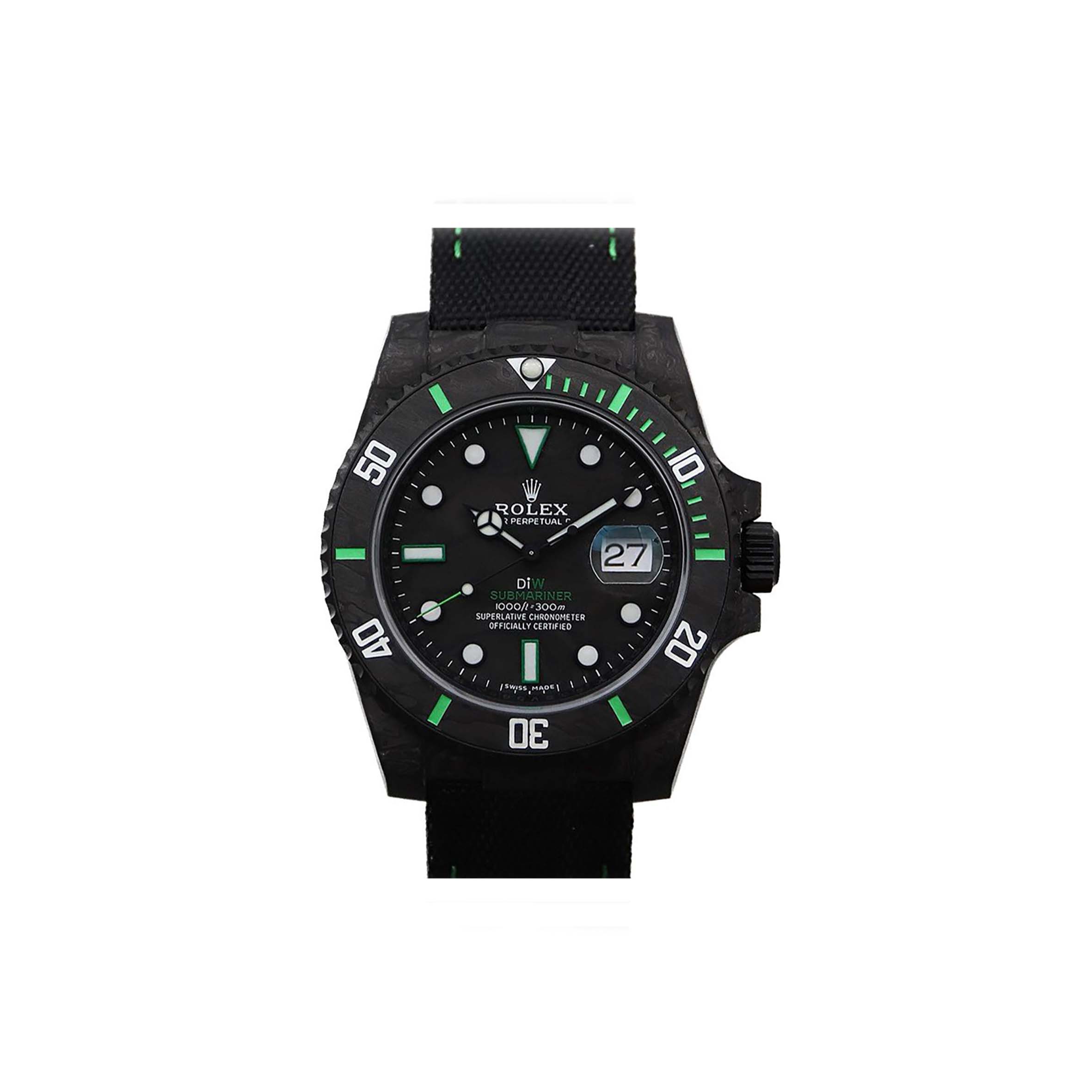 ROLEX SUBMARINER DIW CARBON GREEN 40MM WATCH 116610