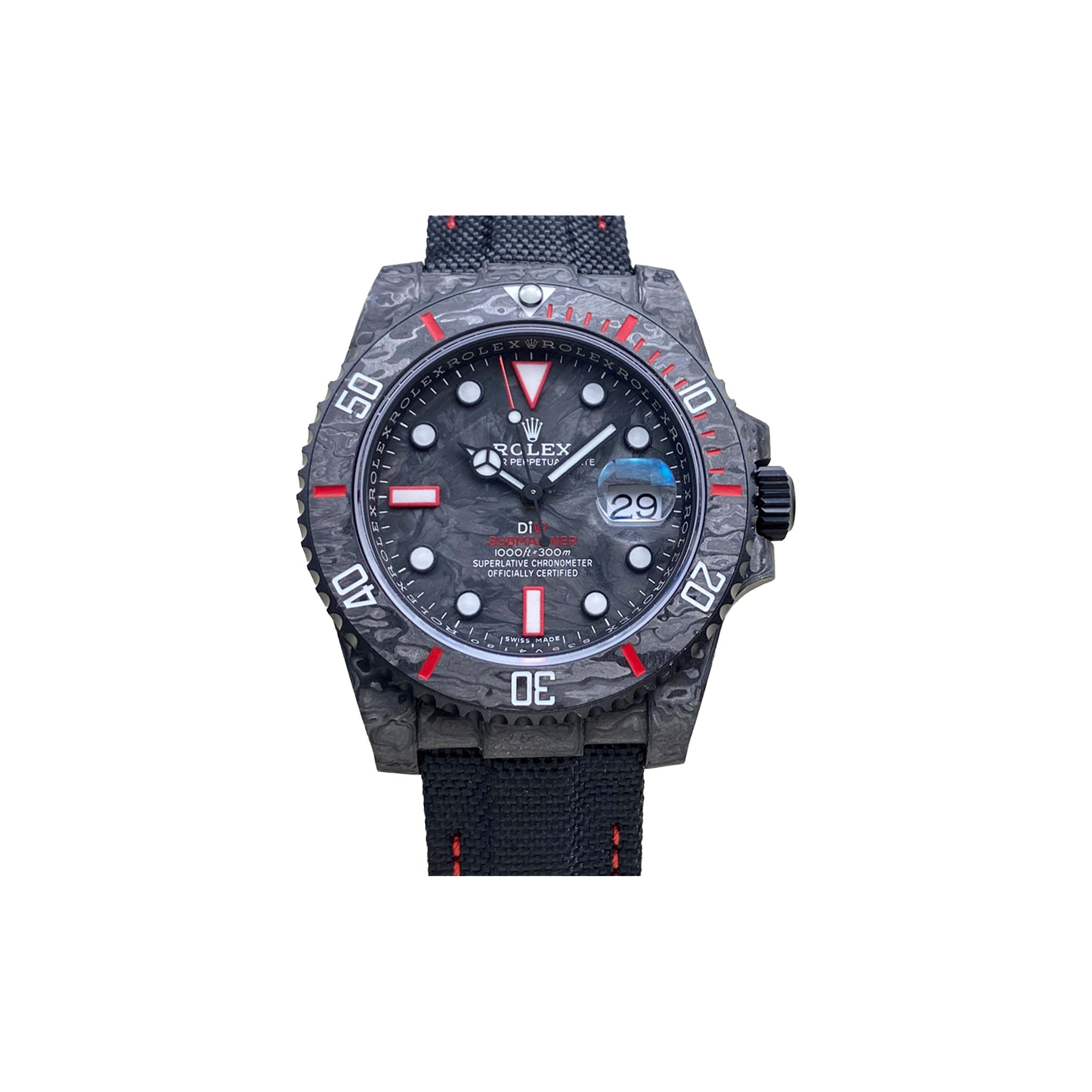 ROLEX SUBMARINER DIW CARBON RED 40MM WATCH 116610