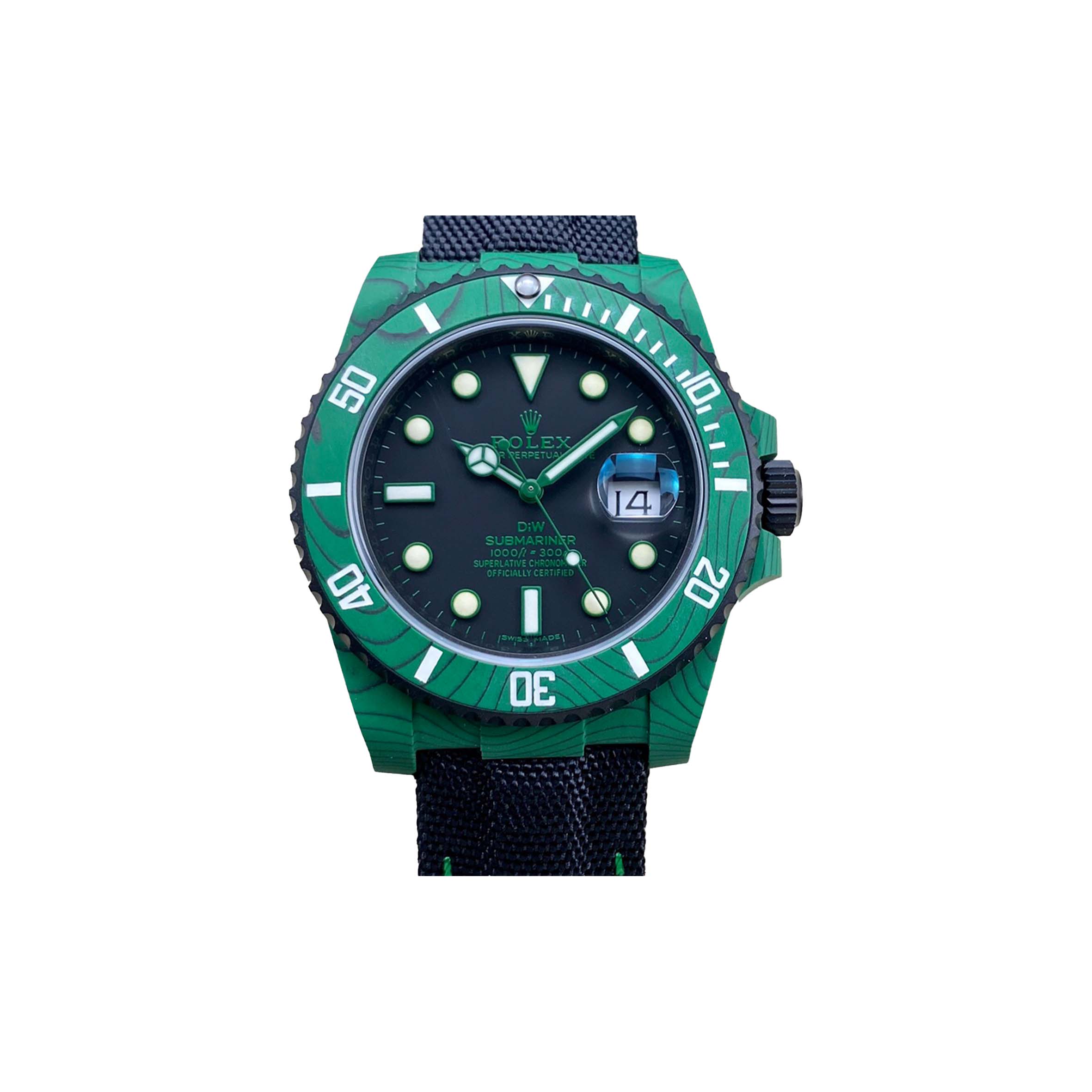 ROLEX SUBMARINER DIW CARBONO VERDE 41MM WATCH 116610