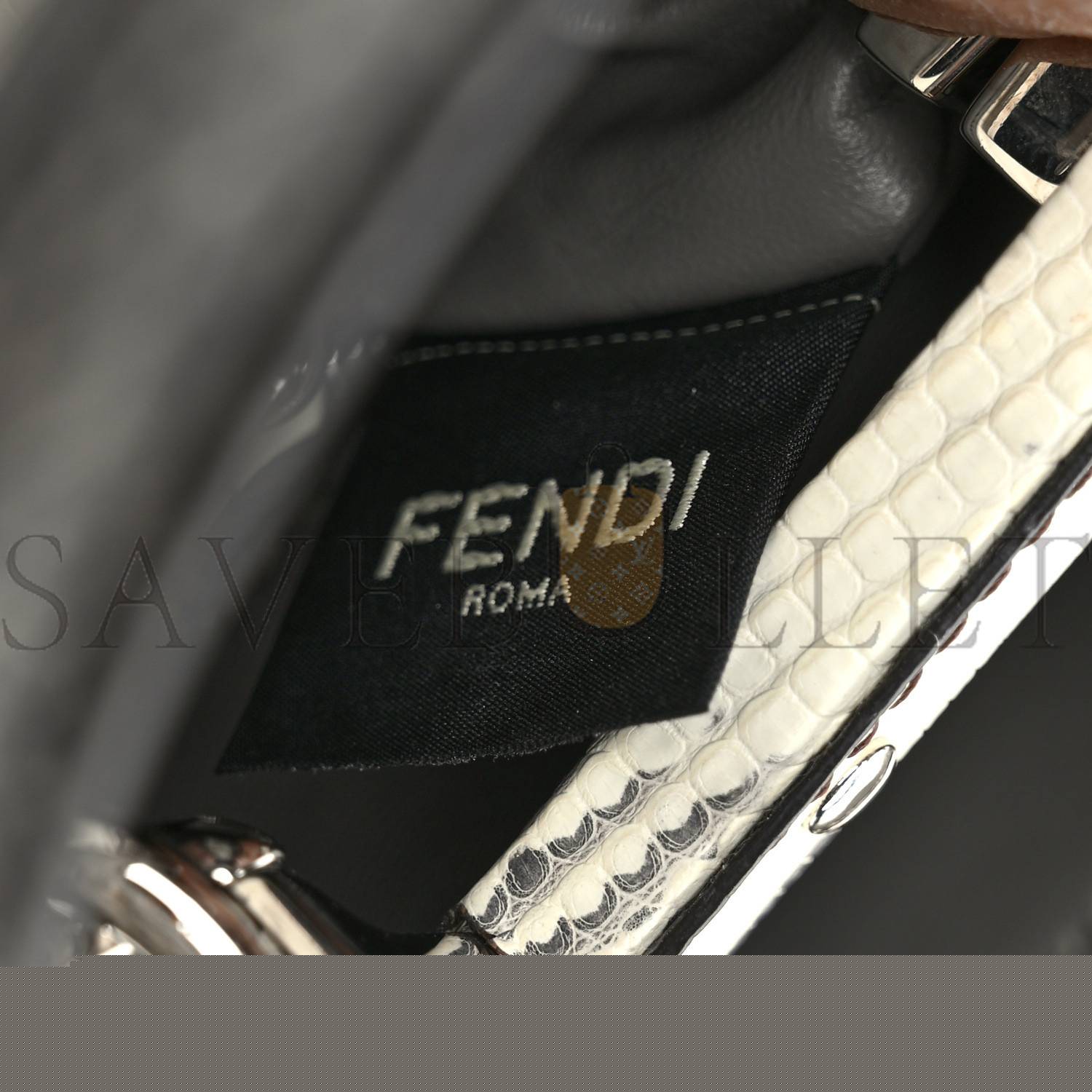 FENDI LIZARD TOGO SHINY NAPPA MINI PEEKABOO ICONIC SATCHEL ROCCIA (23*18*12cm)