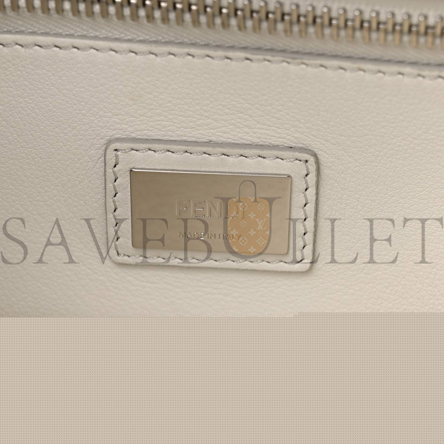 FENDI VITELLO SETA CENTURY NAPPA WHIPSTITCH MEDIUM PEEKABOO ICONIC SATCHEL WHITE (34*26*14cm)