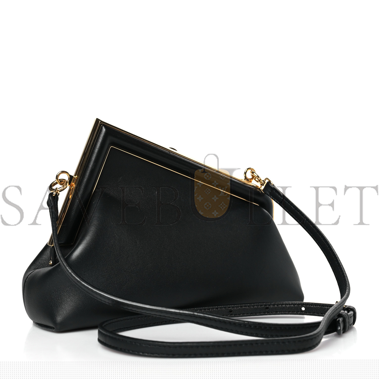 FENDI SHINY NAPPA SMALL FENDI FIRST BLACK (26*18*9.5cm)