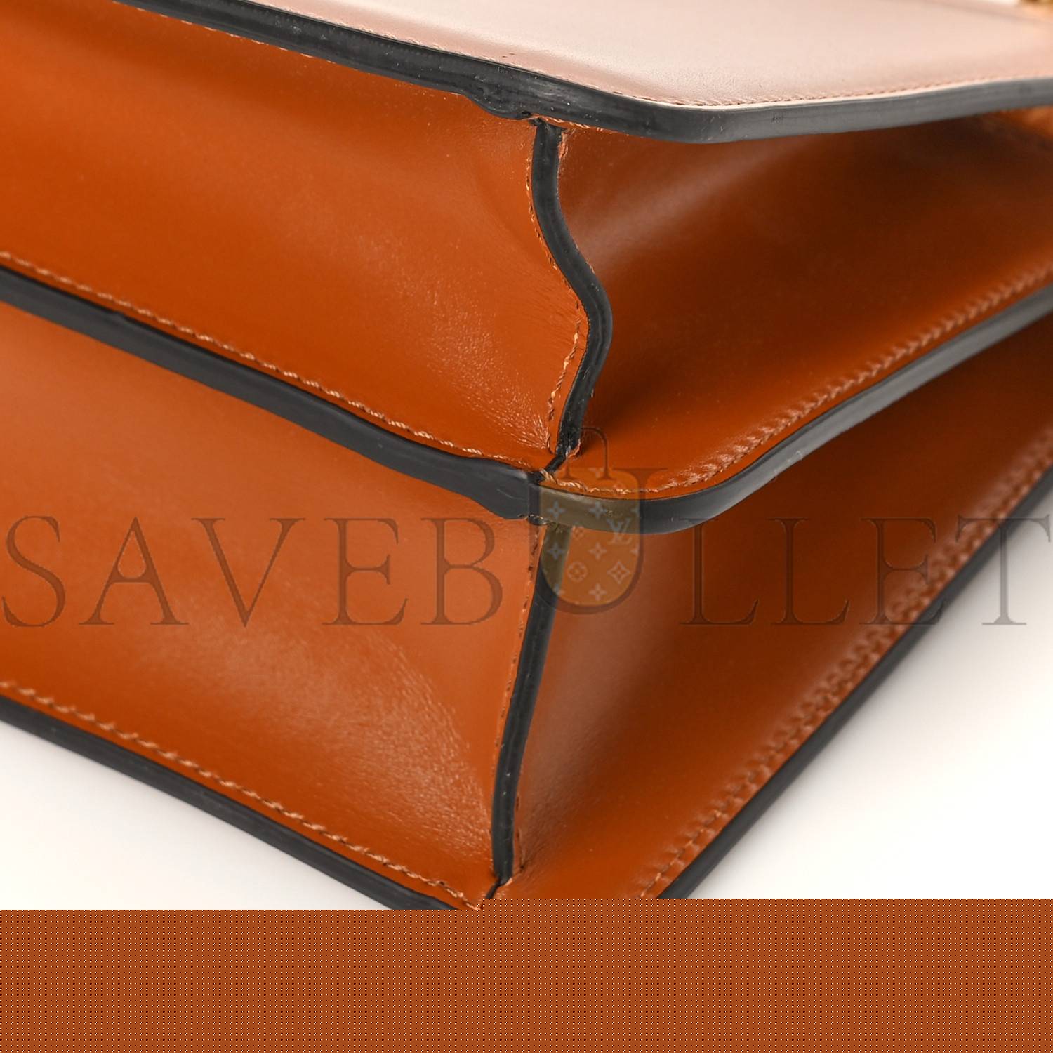FENDI VITELLO KING LUXOR SHINY NAPPA MEDIUM PEEKABOO I SEE U EAST WEST SATCHEL BRANDY LIGHT ROSE (29*18*10cm)