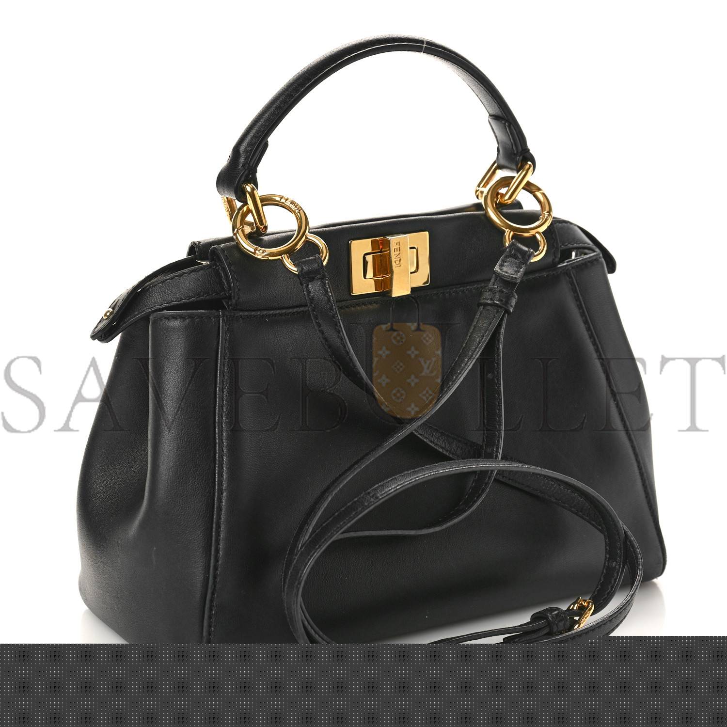 FENDI NAPPA MINI PEEKABOO ICONIC SATCHEL BLACK (23*17*11cm)