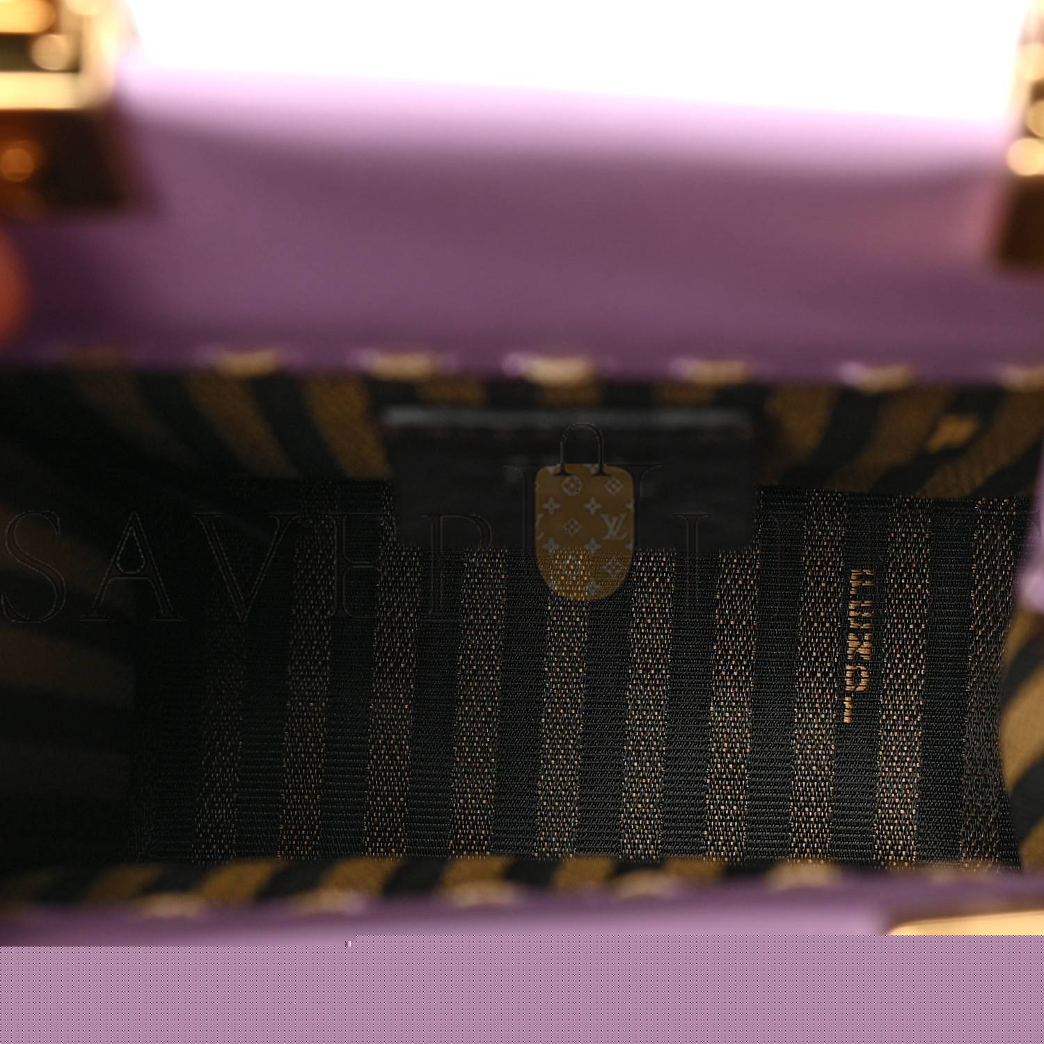 FENDI VITELLO KING PLEXIGLASS LOGO EMBOSSED MINI FENDI SUNSHINE SHOPPER TOTE LAVANDA (18*13*6cm)