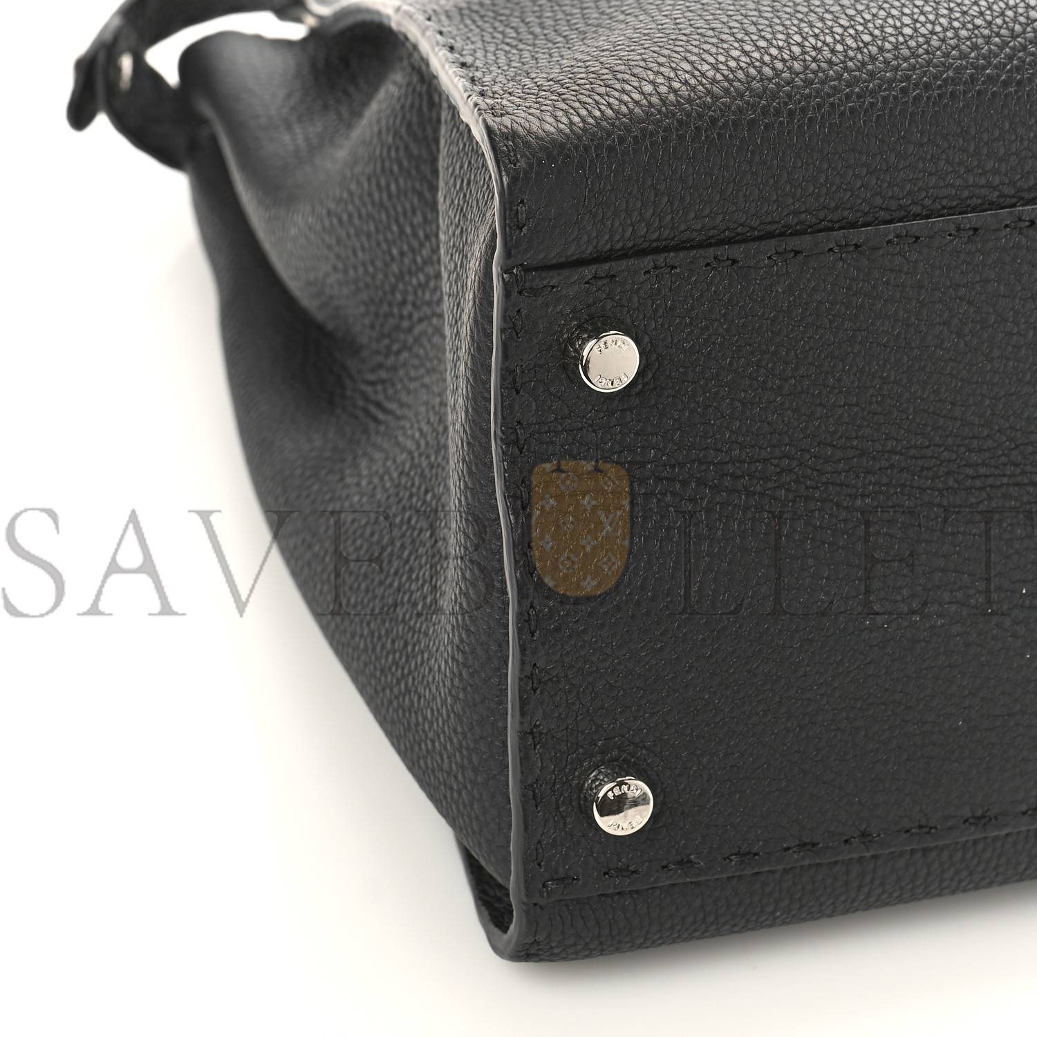 FENDI CUOIO ROMANO SELLERIA BI-COLOR PEEKABOO ICONIC SATCHEL BLACK MOU (39*30*18cm)