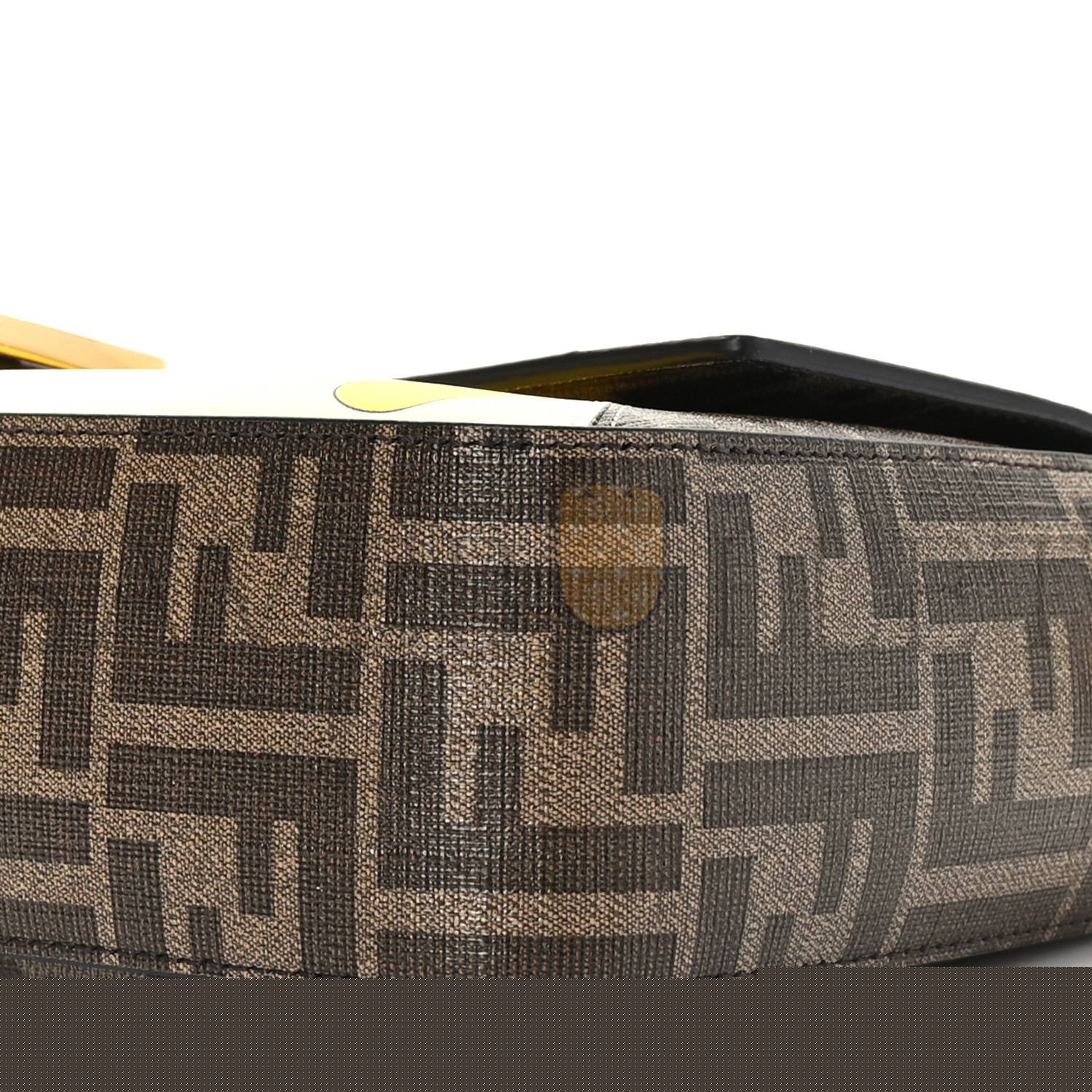 FENDI GLAZED FABRIC FF 1974 HAIRDO GIRLS INLAY BAGUETTE MOGANO PANNA MULTICOLOR (27*15*6cm)