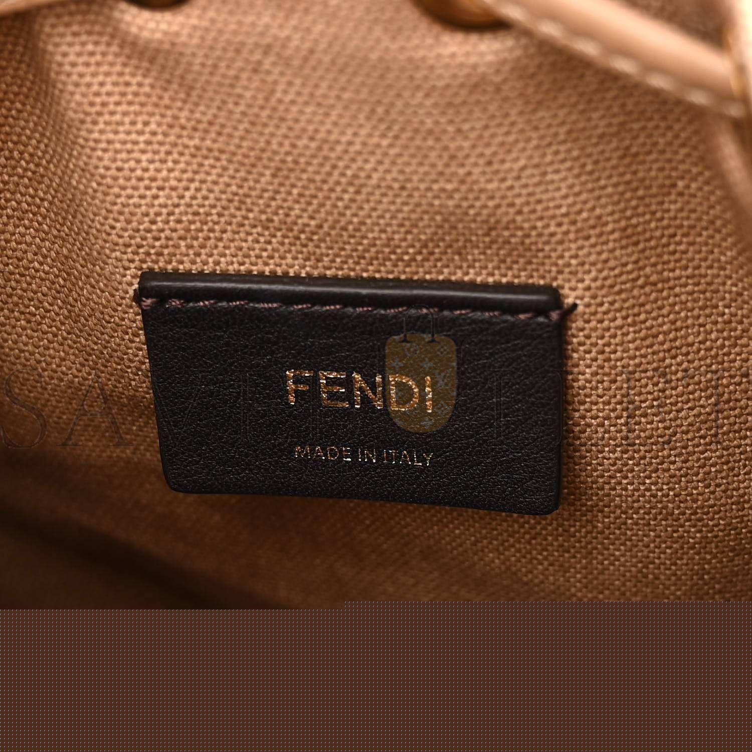 FENDI CANVAS VITELLO KING F IS FENDI FF MULTICOLOR EMBROIDERED MINI MON TRESOR BUCKET BAG MULTICOLOR CUOIO (18*12*10cm)