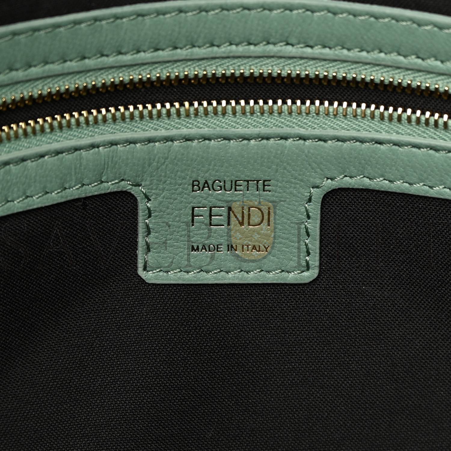 FENDI NAPPA FF 1974 EMBOSSED BAGUETTE MENTA (27*15*6cm)