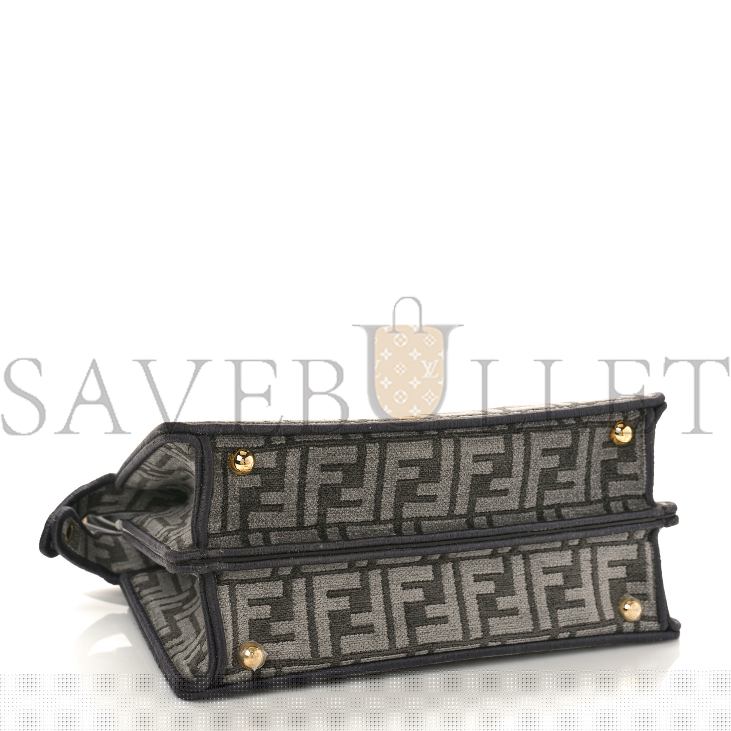 FENDI CHENILLE VITELLO SETA FF SMALL PEEKABOO I SEE U SATCHEL ANTHRACITE ASFALTO (27*20*13cm)