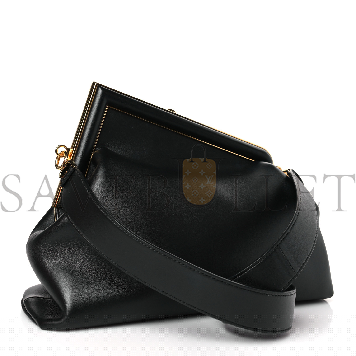 FENDI SHINY NAPPA MEDIUM FENDI FIRST BLACK (32.5*23.5*15cm)