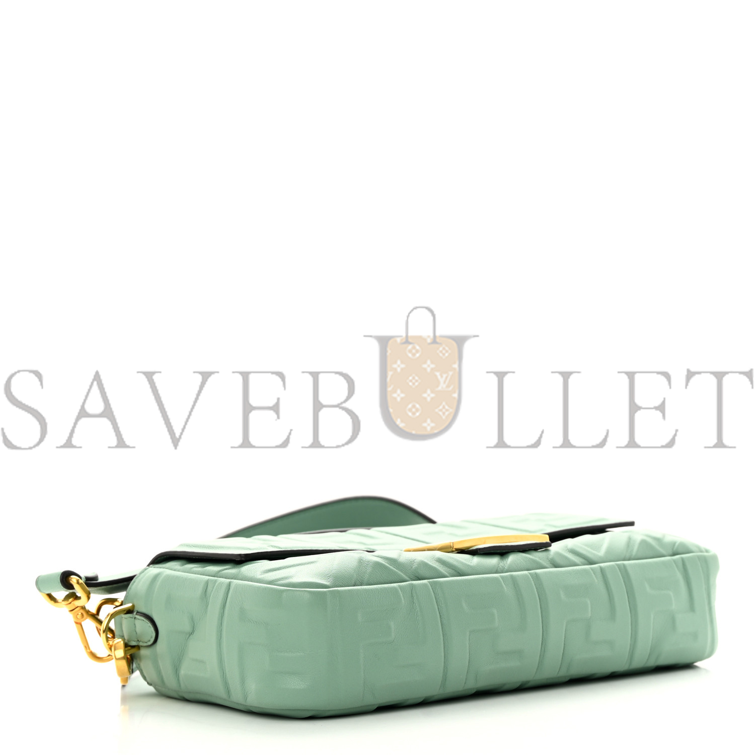 FENDI NAPPA FF 1974 EMBOSSED BAGUETTE MENTA (27*15*6cm)
