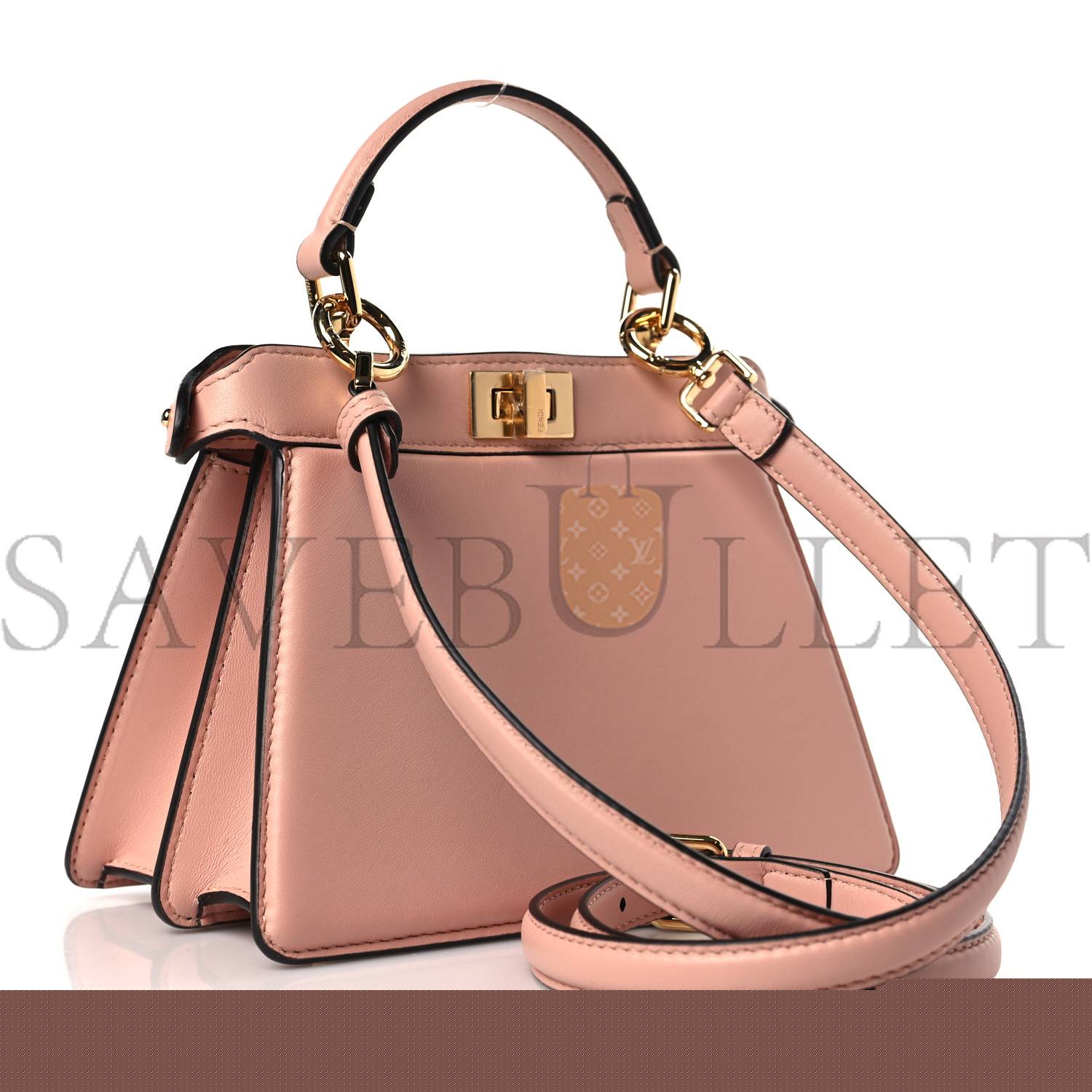 FENDI SHINY NAPPA PETITE PEEKABOO I SEE U SATCHEL BABY PINK (20*15*11cm)
