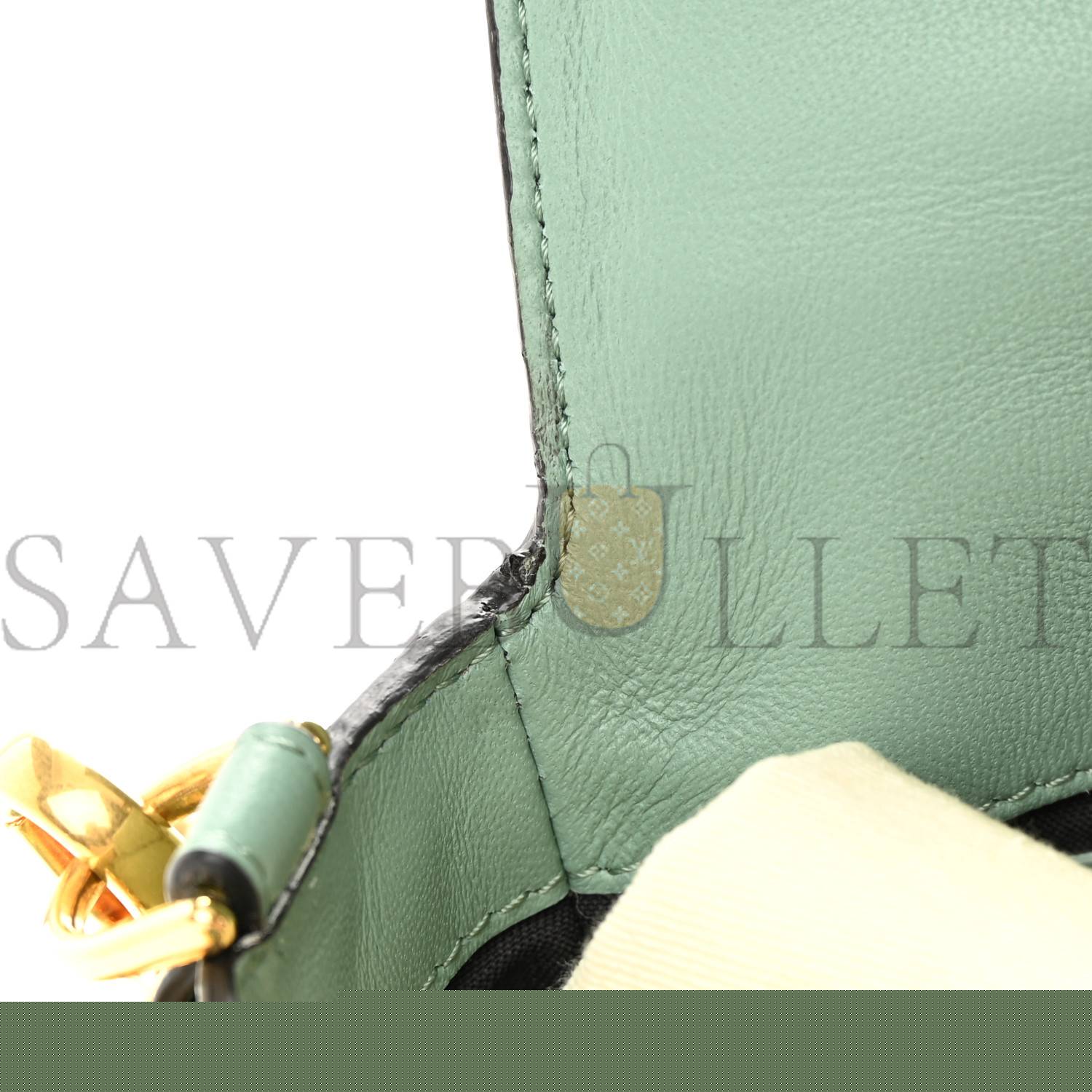 FENDI NAPPA FF 1974 EMBOSSED BAGUETTE MENTA (27*15*6cm)