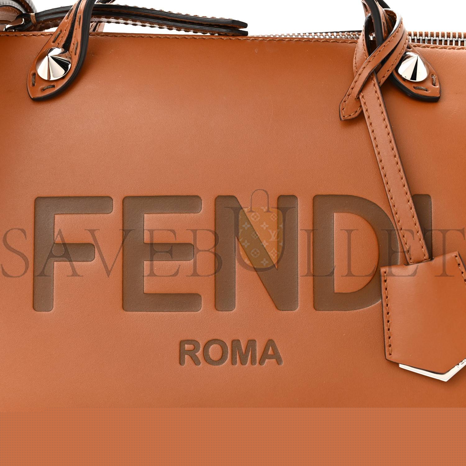 FENDI VITELLO KING LOGO EMBOSSED MEDIUM BY THE WAY BOSTON BAG CUOIO (28*19*13cm)