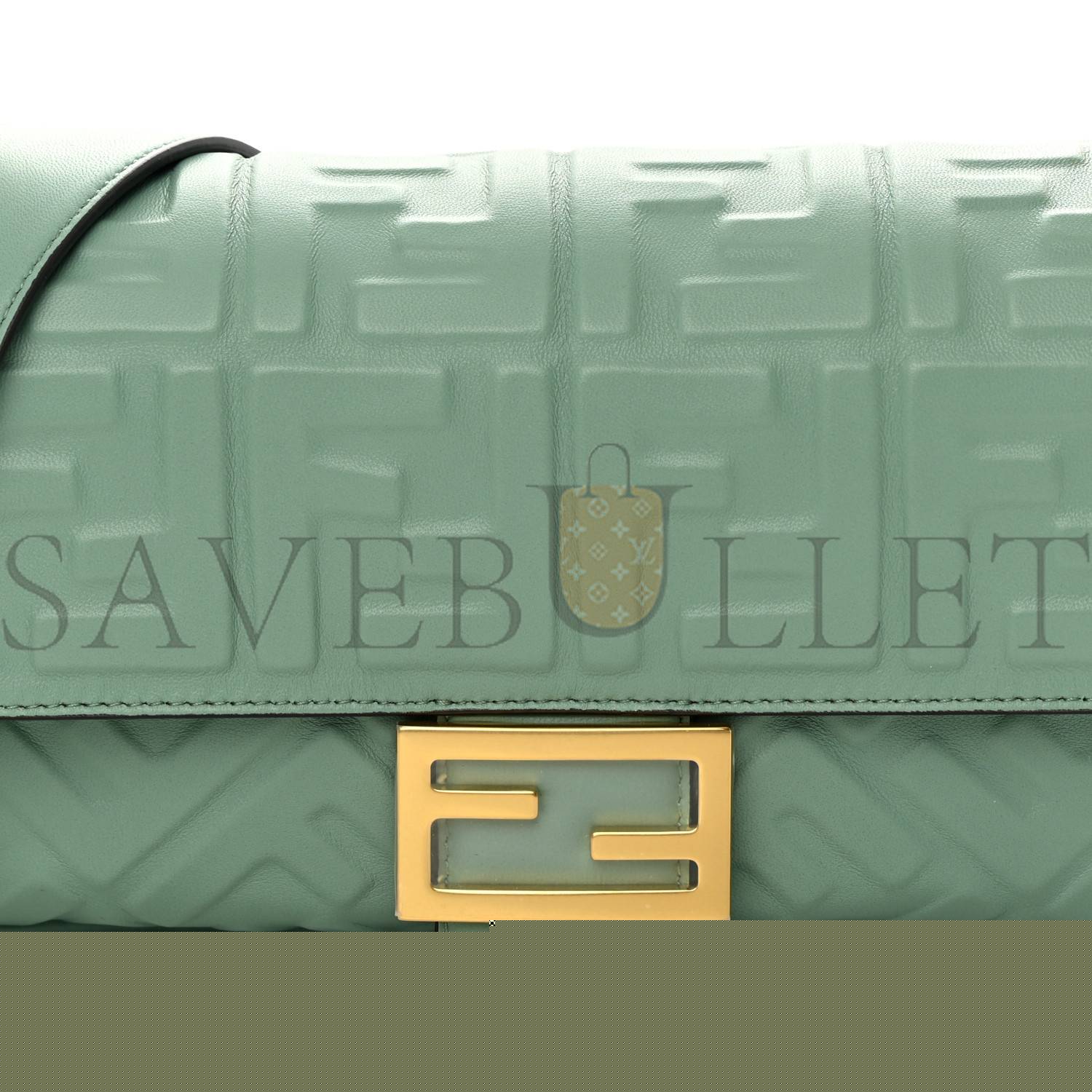 FENDI NAPPA FF 1974 EMBOSSED BAGUETTE MENTA (27*15*6cm)