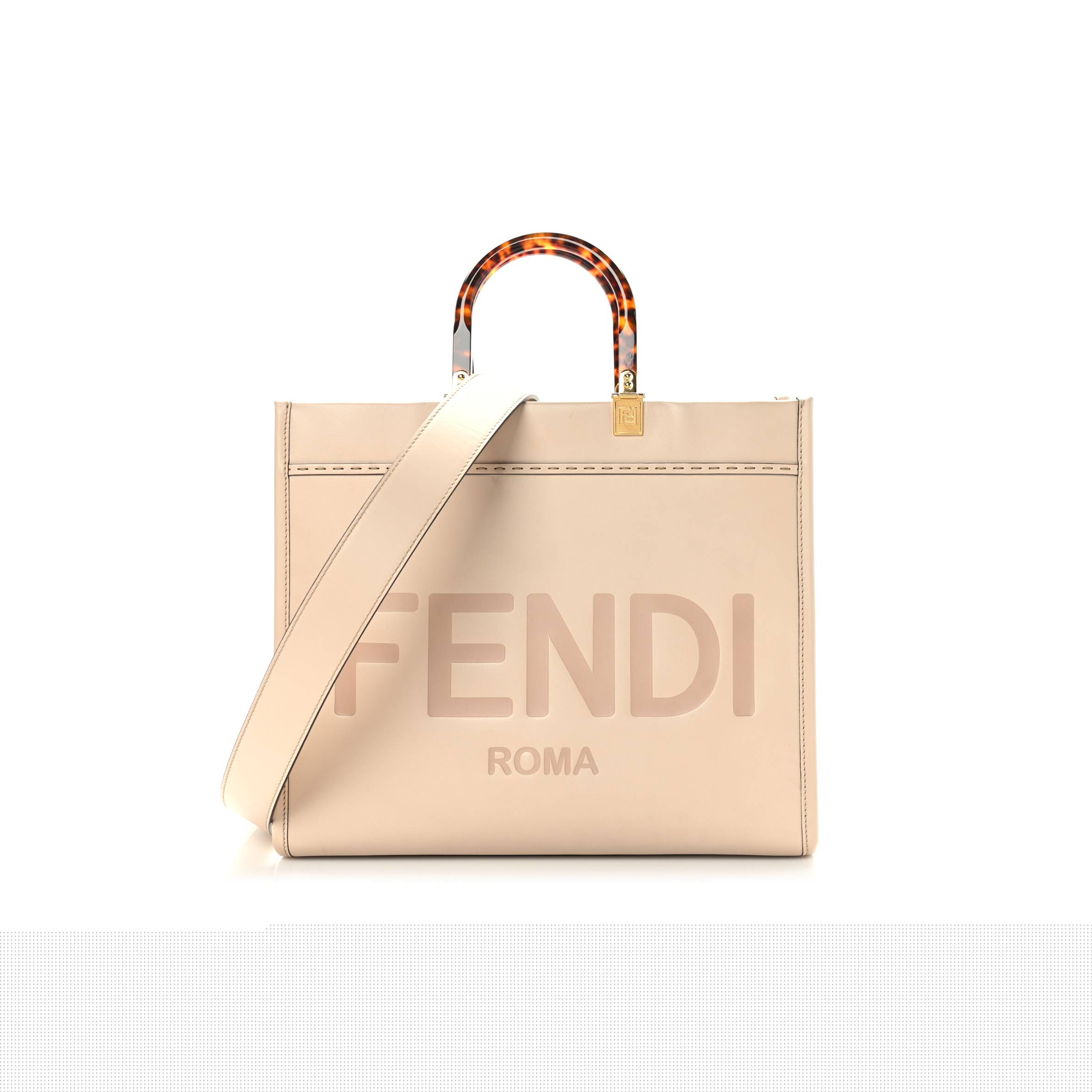 FENDI VITELLO KING PLEXIGLASS MEDIUM FENDI SUNSHINE SHOPPER TOTE LIGHT ROSE (36*31*15cm)