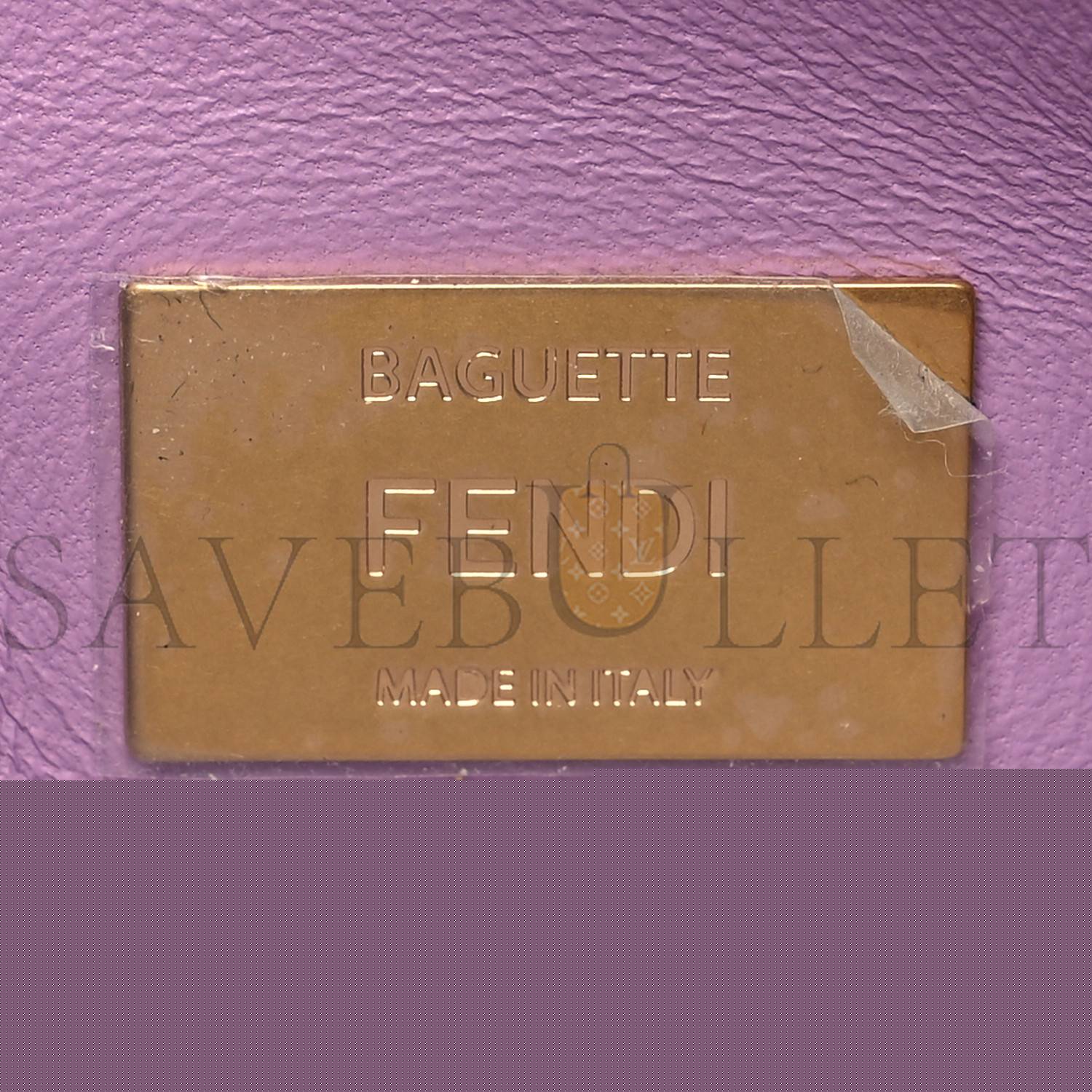 FENDI NAPPA SMALL FF EMBOSSED MIDI CHAIN BAGUETTE VIOLETTA (23*13*6cm)
