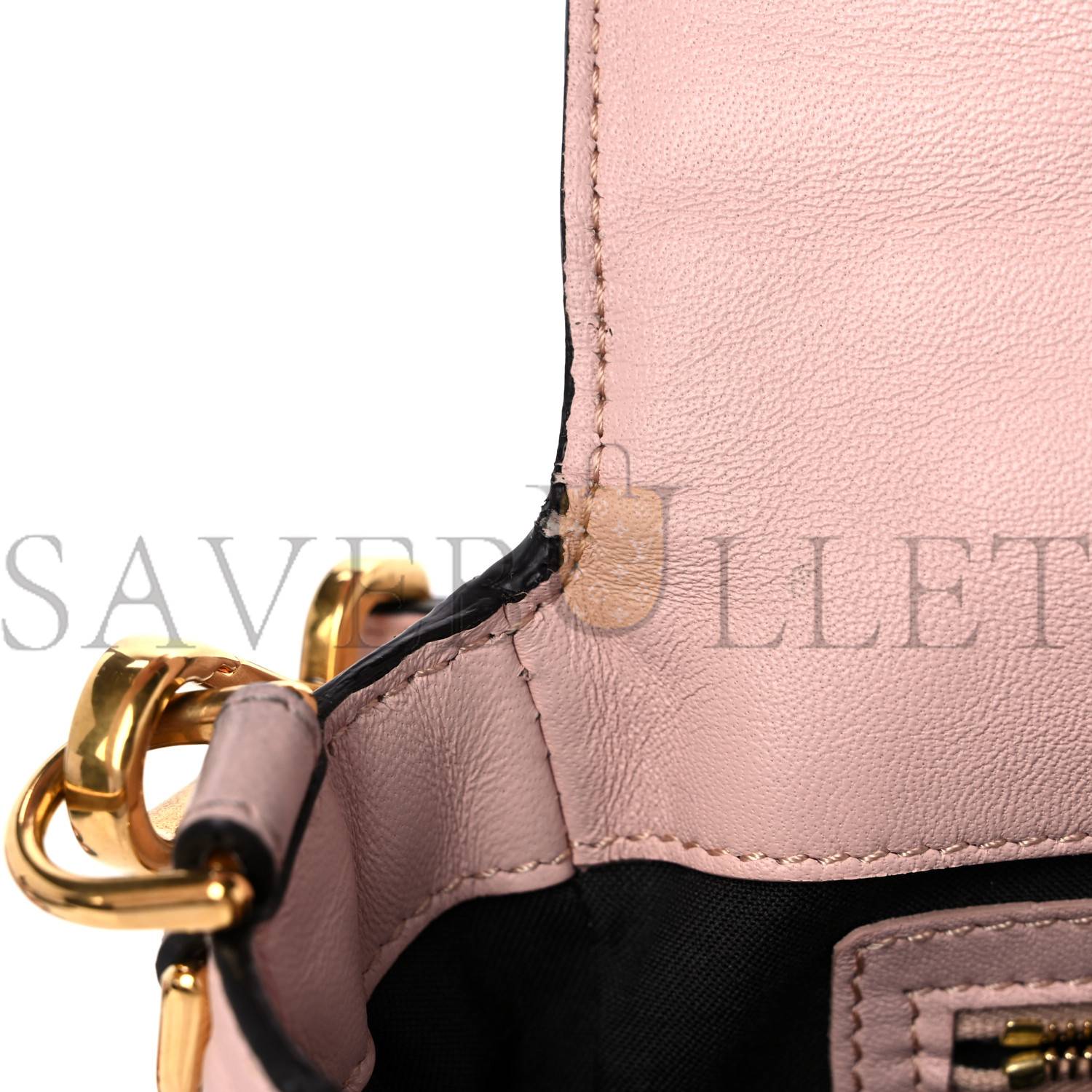 FENDI NAPPA FF 1974 EMBOSSED BAGUETTE ROSA QUARZO (27*15*6cm)