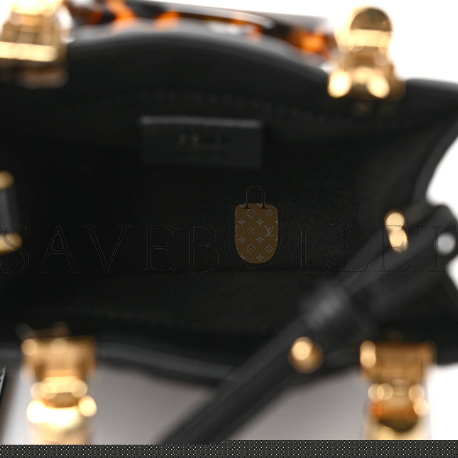 FENDI VITELLO PLEXIGLASS FF EMBOSSED MINI FENDI SUNSHINE SHOPPER TOTE BLACK  (18*13*6cm)